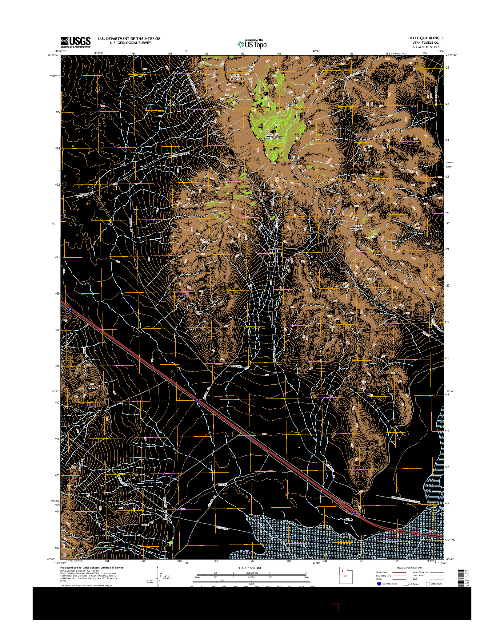 USGS US TOPO 7.5-MINUTE MAP FOR DELLE, UT 2014