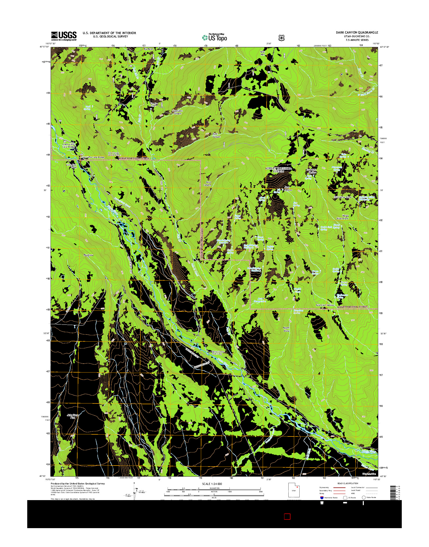 USGS US TOPO 7.5-MINUTE MAP FOR DARK CANYON, UT 2014