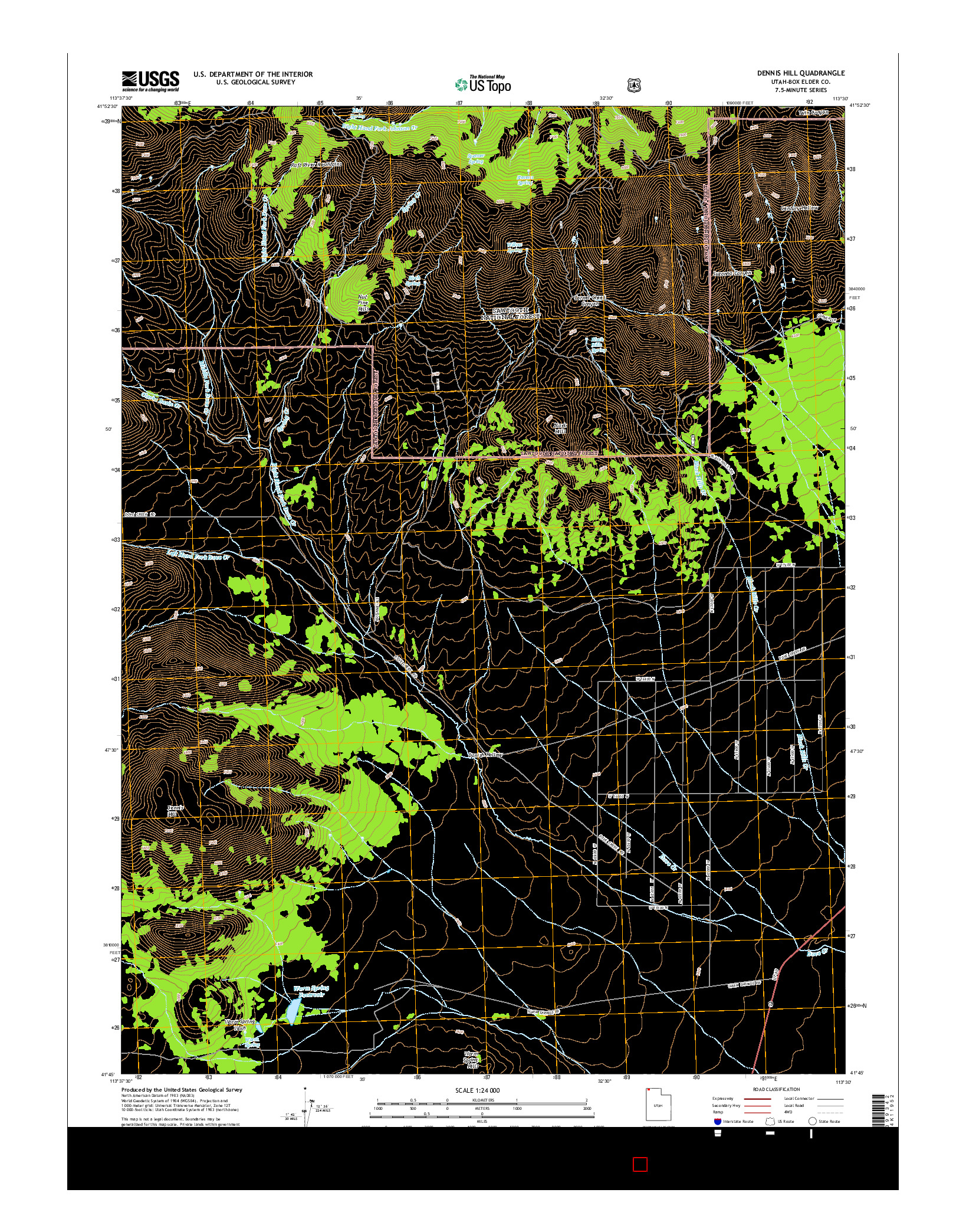 USGS US TOPO 7.5-MINUTE MAP FOR DENNIS HILL, UT 2014
