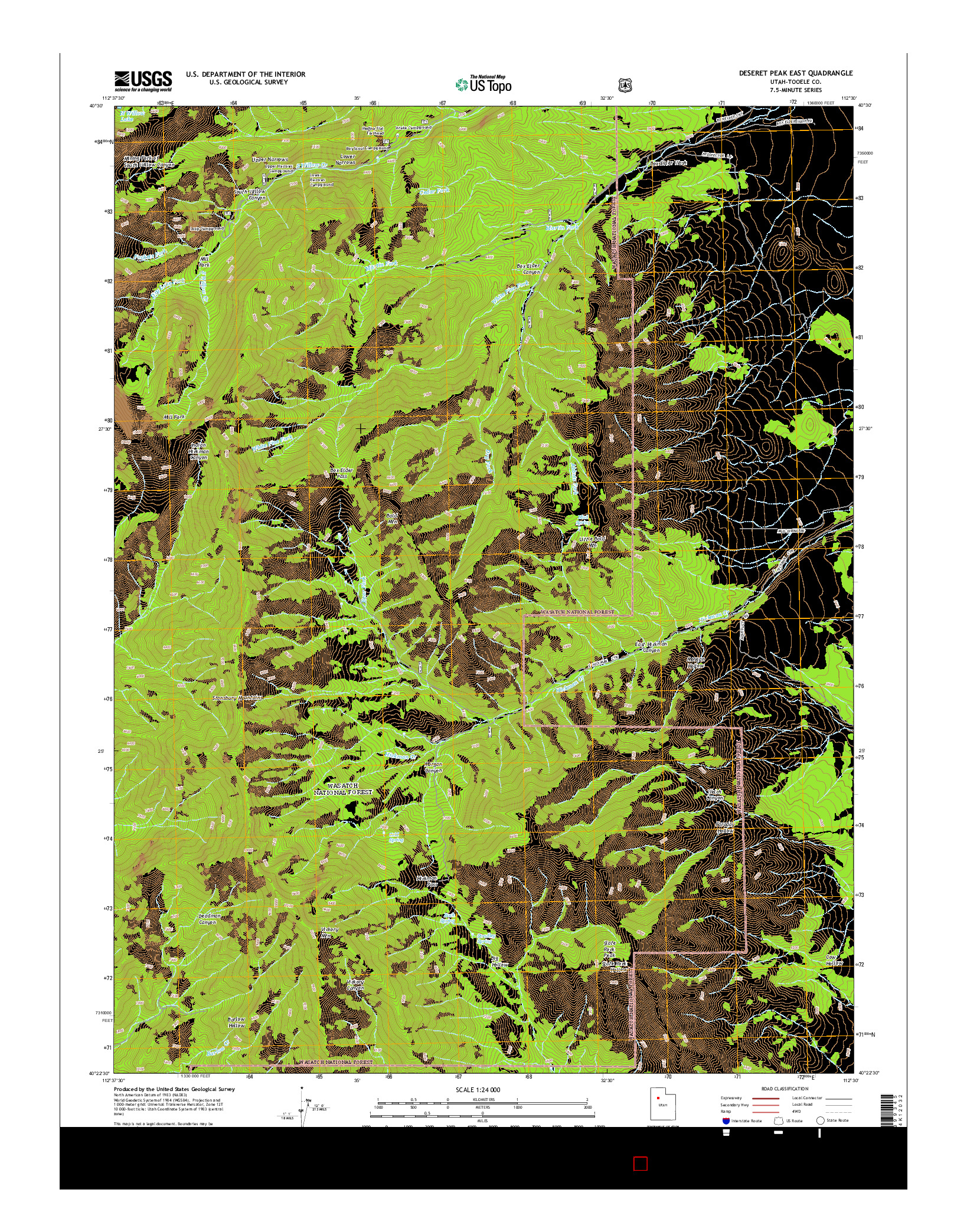 USGS US TOPO 7.5-MINUTE MAP FOR DESERET PEAK EAST, UT 2014