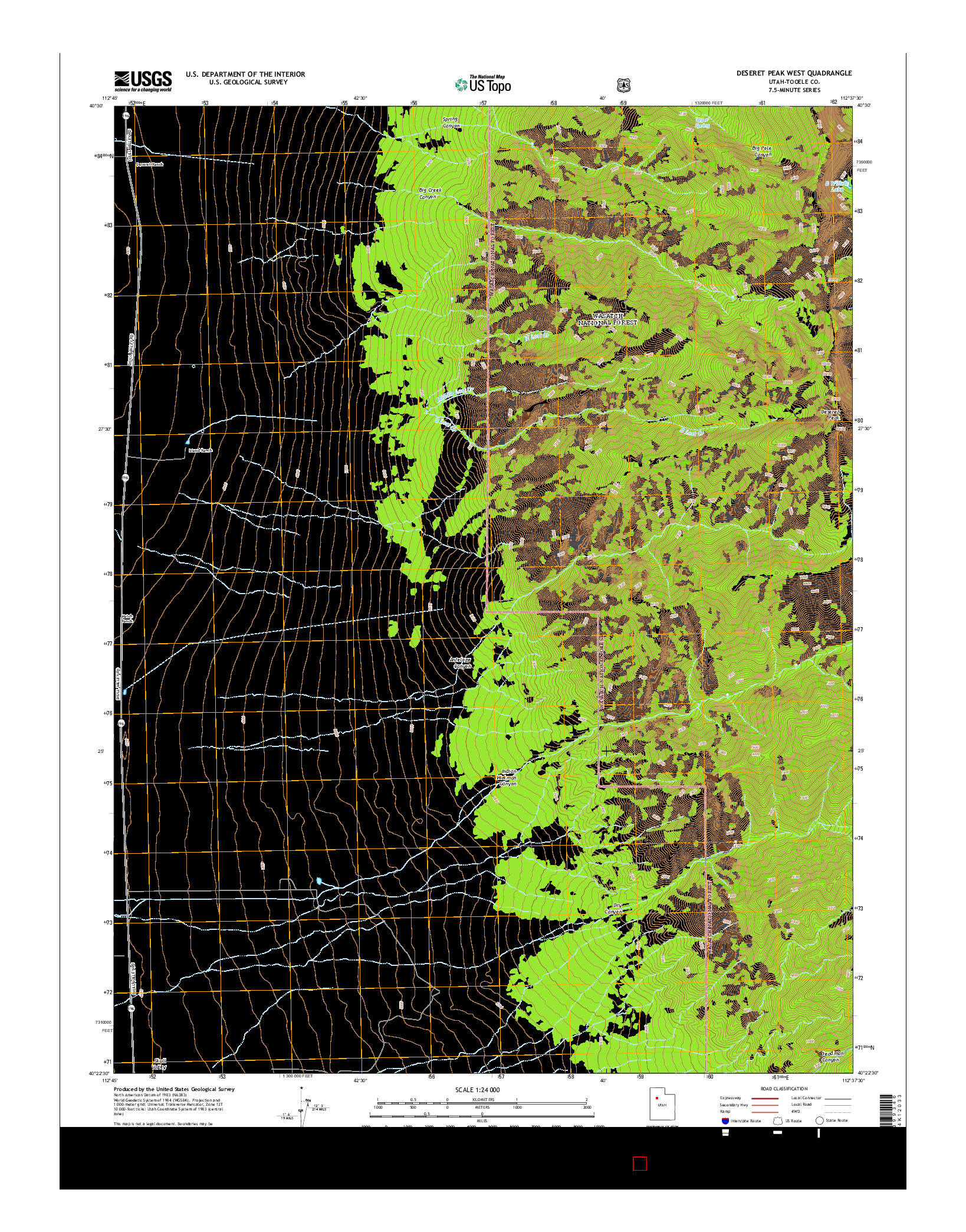 USGS US TOPO 7.5-MINUTE MAP FOR DESERET PEAK WEST, UT 2014