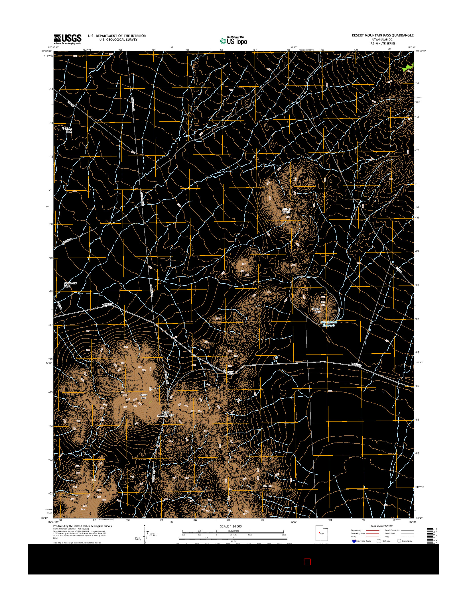 USGS US TOPO 7.5-MINUTE MAP FOR DESERT MOUNTAIN PASS, UT 2014