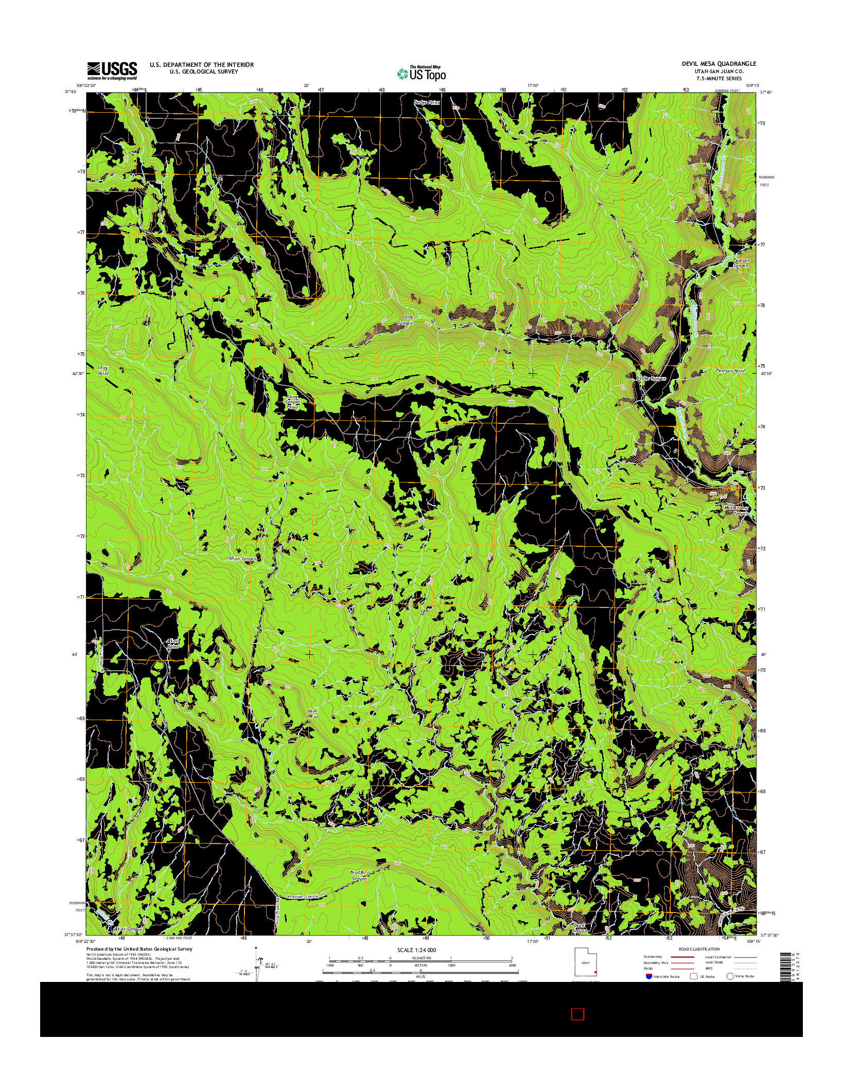 USGS US TOPO 7.5-MINUTE MAP FOR DEVIL MESA, UT 2014