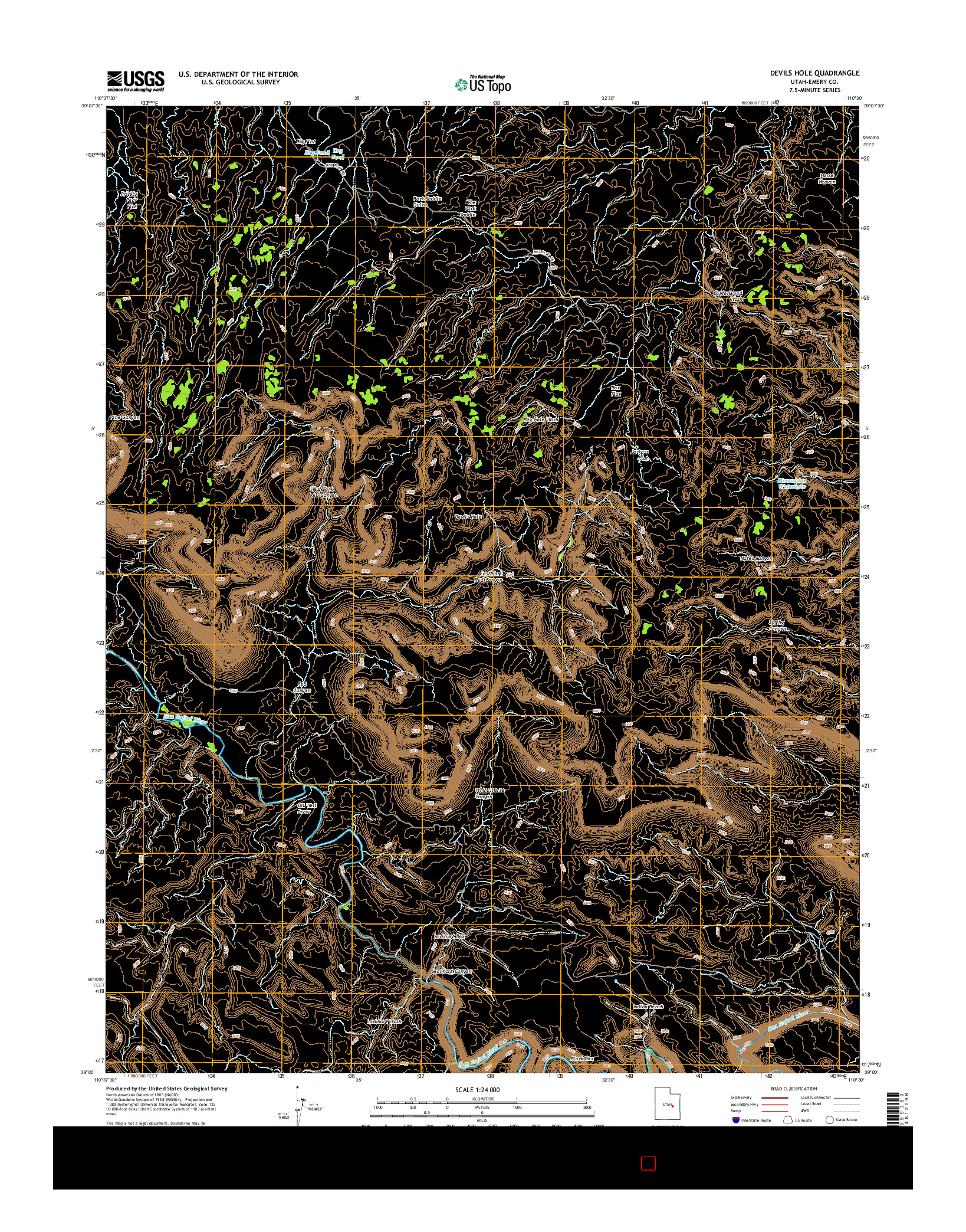 USGS US TOPO 7.5-MINUTE MAP FOR DEVILS HOLE, UT 2014