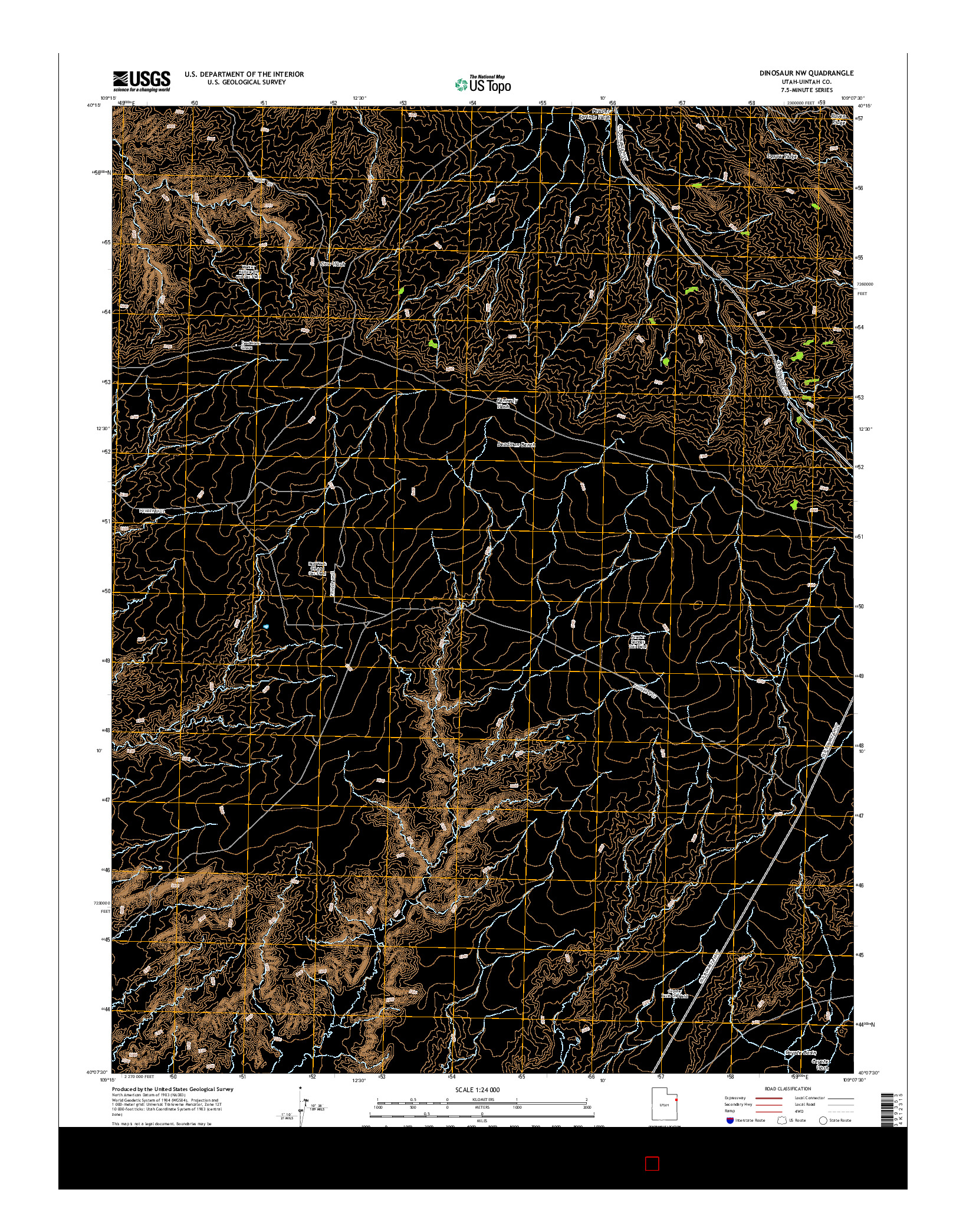 USGS US TOPO 7.5-MINUTE MAP FOR DINOSAUR NW, UT 2014