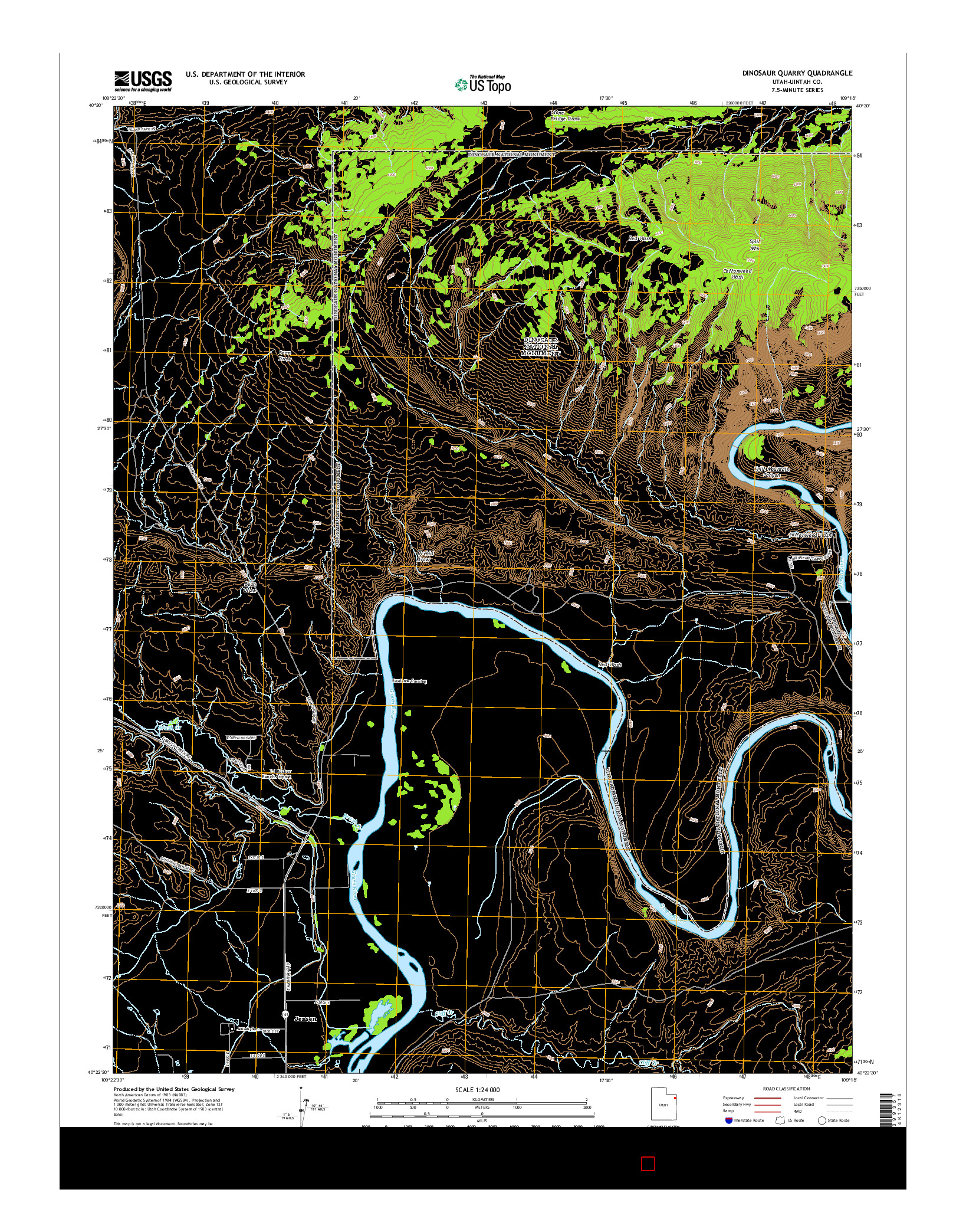 USGS US TOPO 7.5-MINUTE MAP FOR DINOSAUR QUARRY, UT 2014