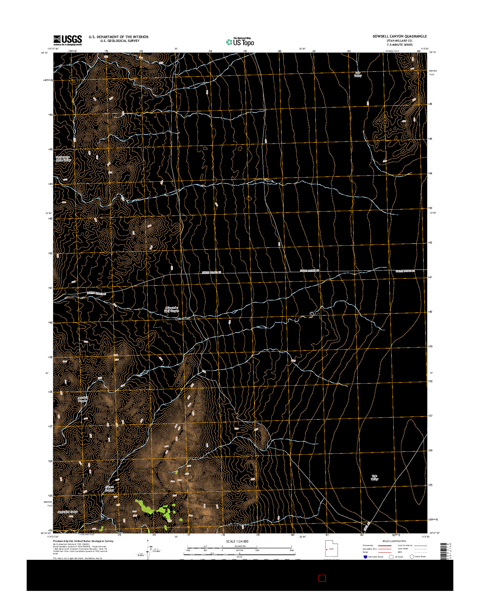 USGS US TOPO 7.5-MINUTE MAP FOR DOWDELL CANYON, UT 2014