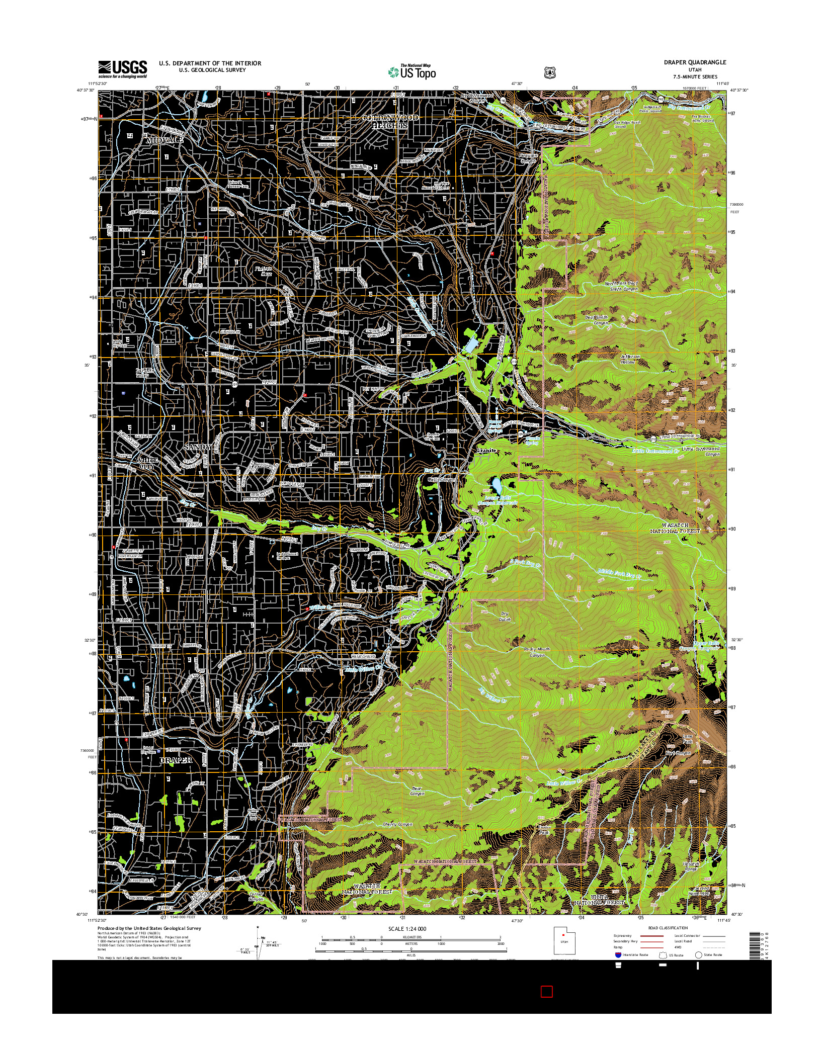 USGS US TOPO 7.5-MINUTE MAP FOR DRAPER, UT 2014