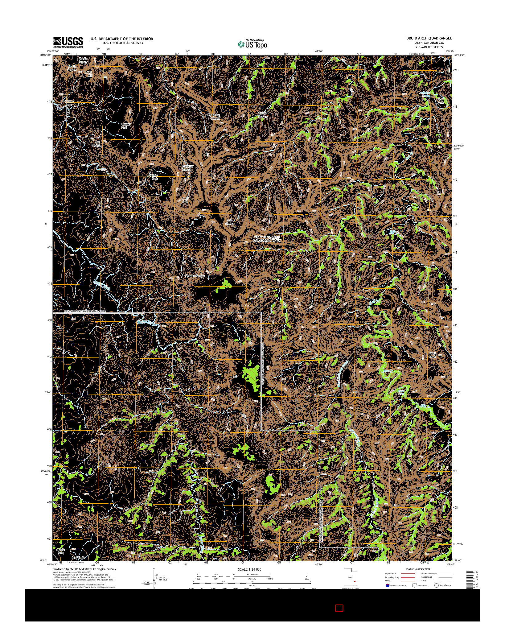 USGS US TOPO 7.5-MINUTE MAP FOR DRUID ARCH, UT 2014