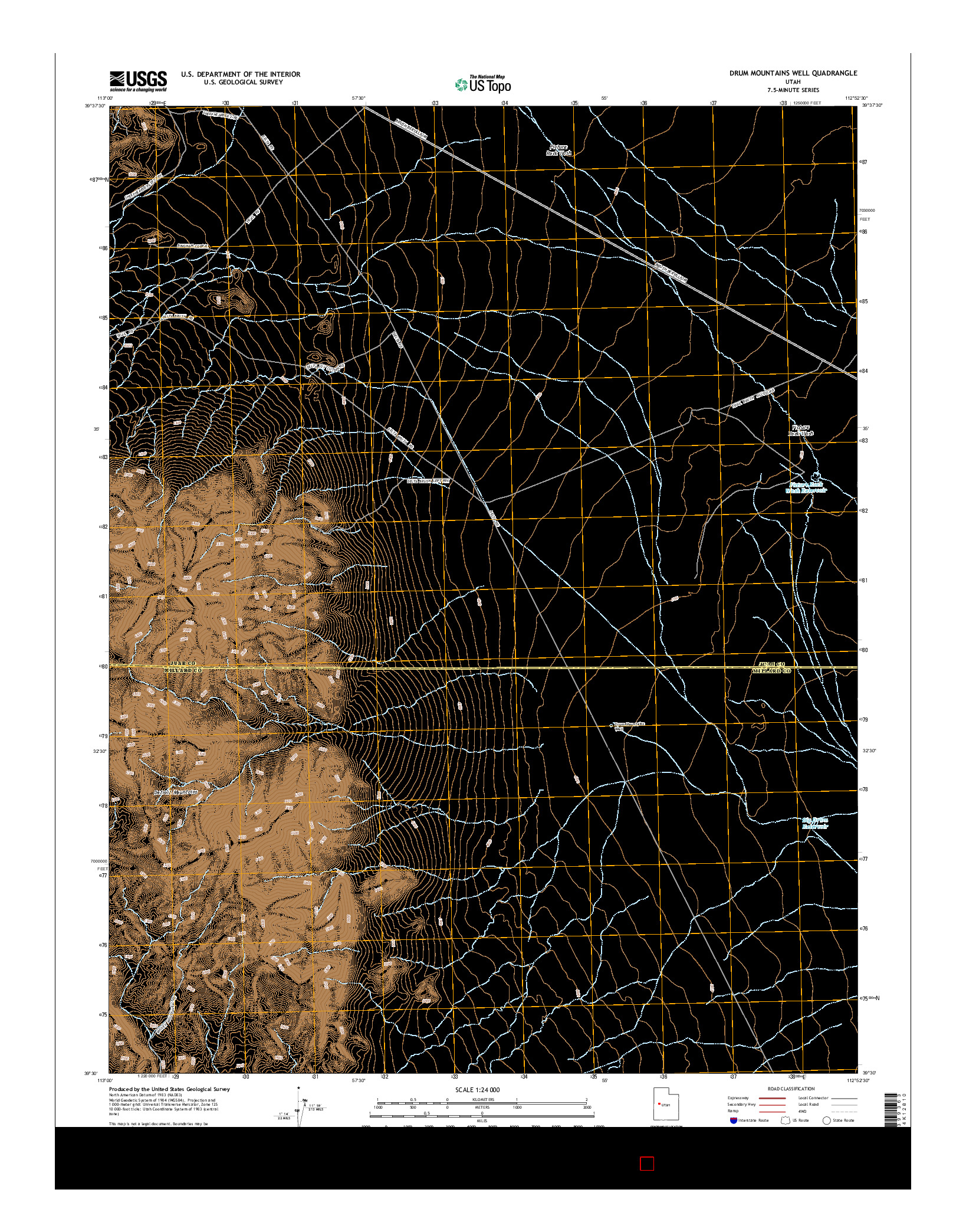 USGS US TOPO 7.5-MINUTE MAP FOR DRUM MOUNTAINS WELL, UT 2014