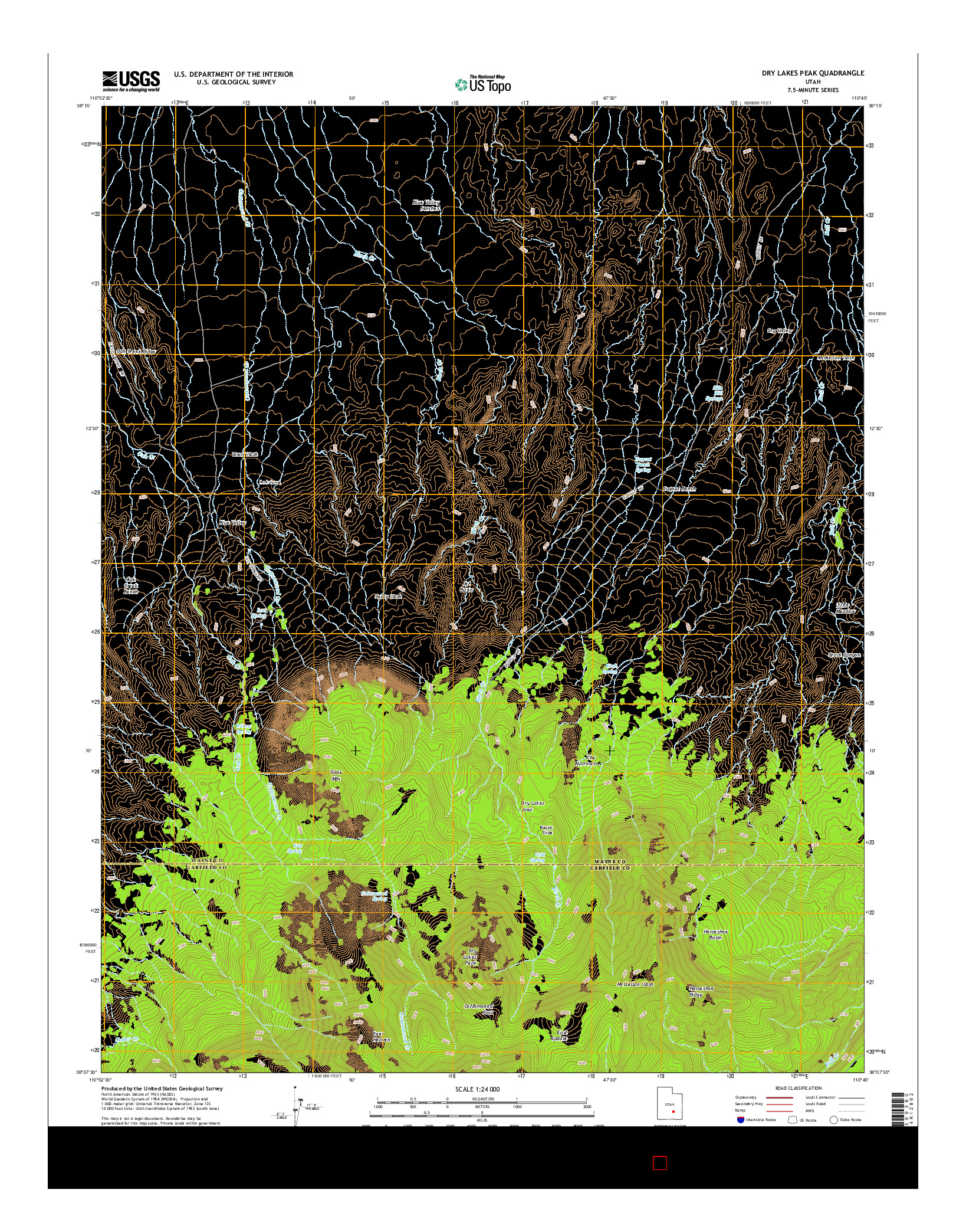 USGS US TOPO 7.5-MINUTE MAP FOR DRY LAKES PEAK, UT 2014