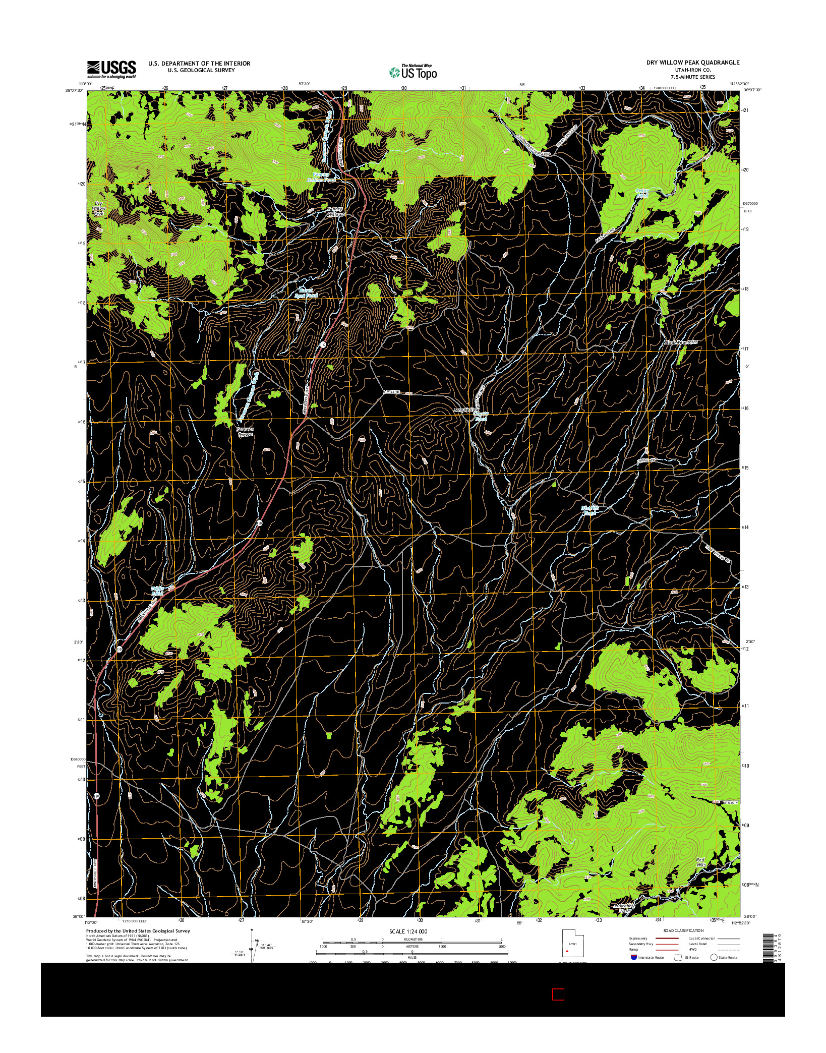 USGS US TOPO 7.5-MINUTE MAP FOR DRY WILLOW PEAK, UT 2014