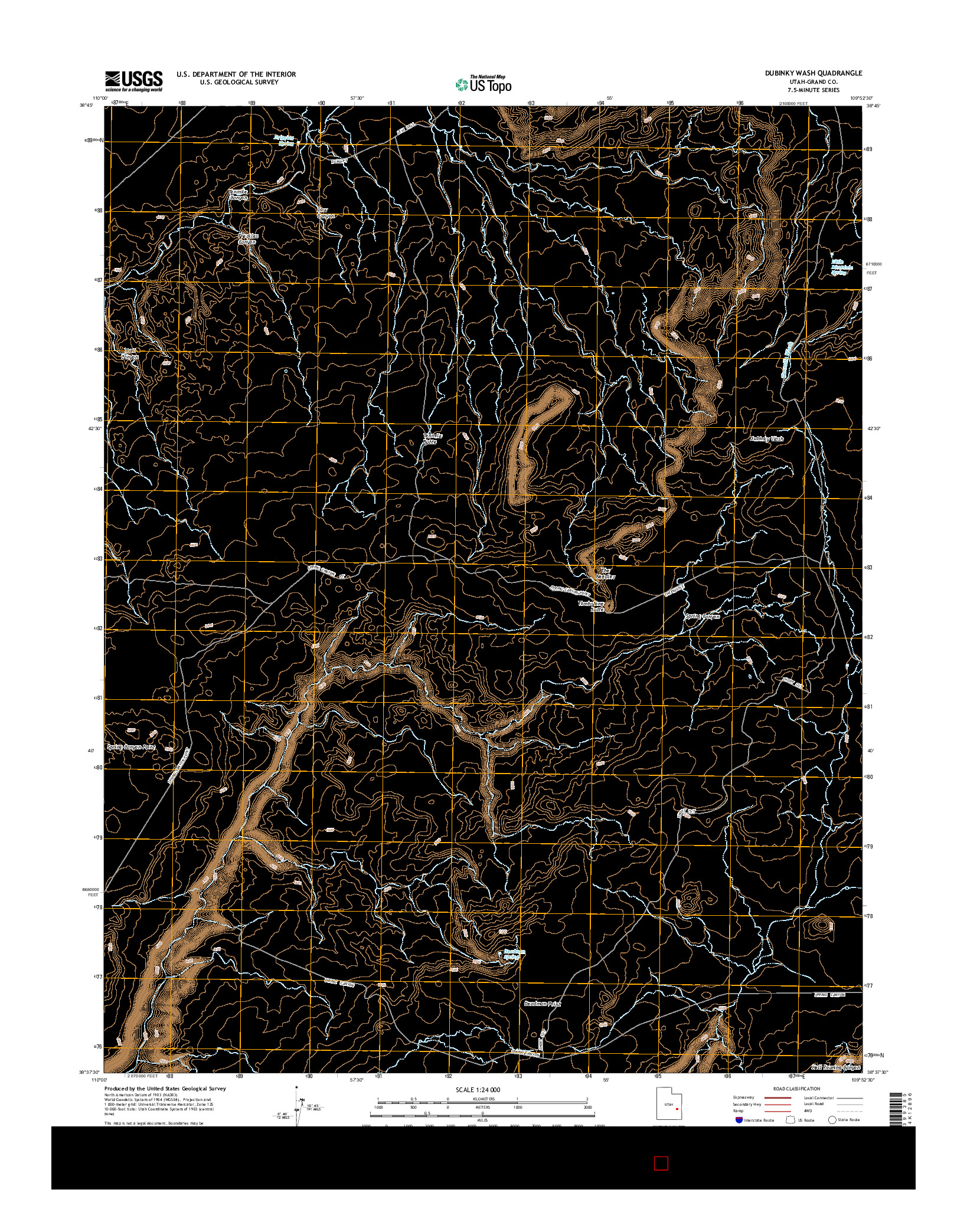 USGS US TOPO 7.5-MINUTE MAP FOR DUBINKY WASH, UT 2014
