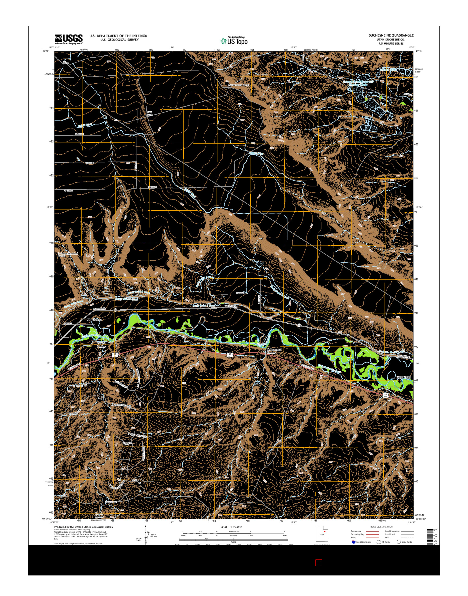 USGS US TOPO 7.5-MINUTE MAP FOR DUCHESNE NE, UT 2014