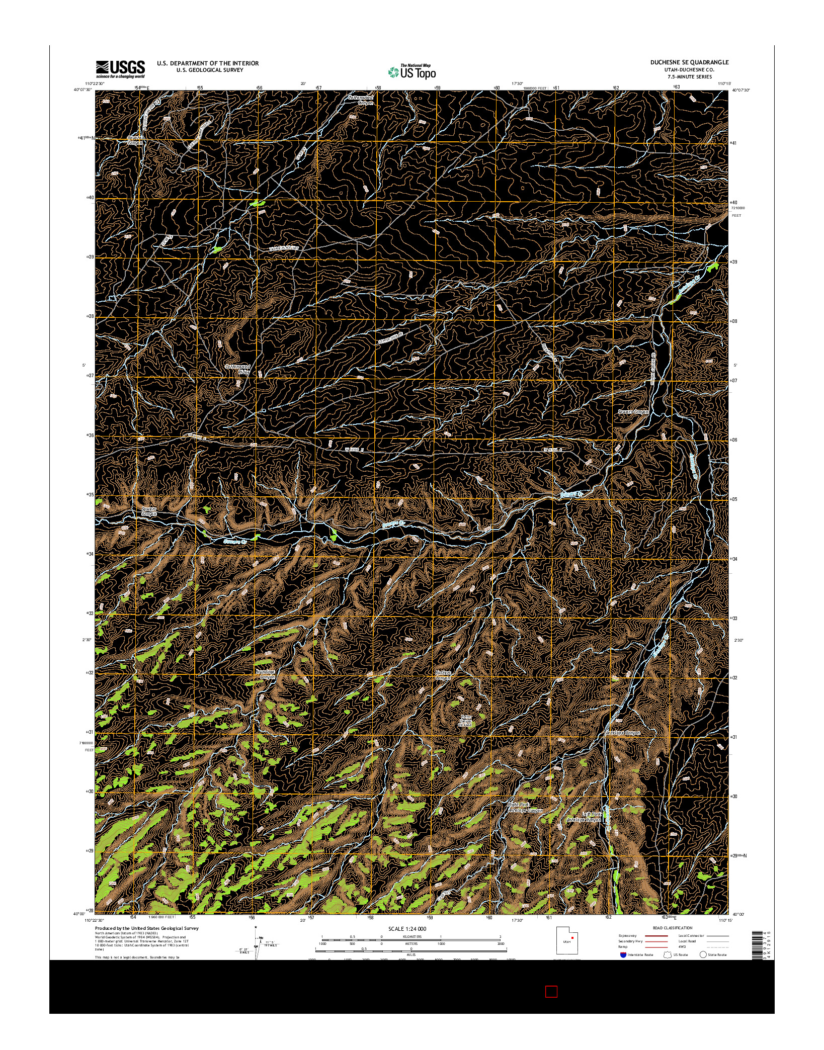 USGS US TOPO 7.5-MINUTE MAP FOR DUCHESNE SE, UT 2014