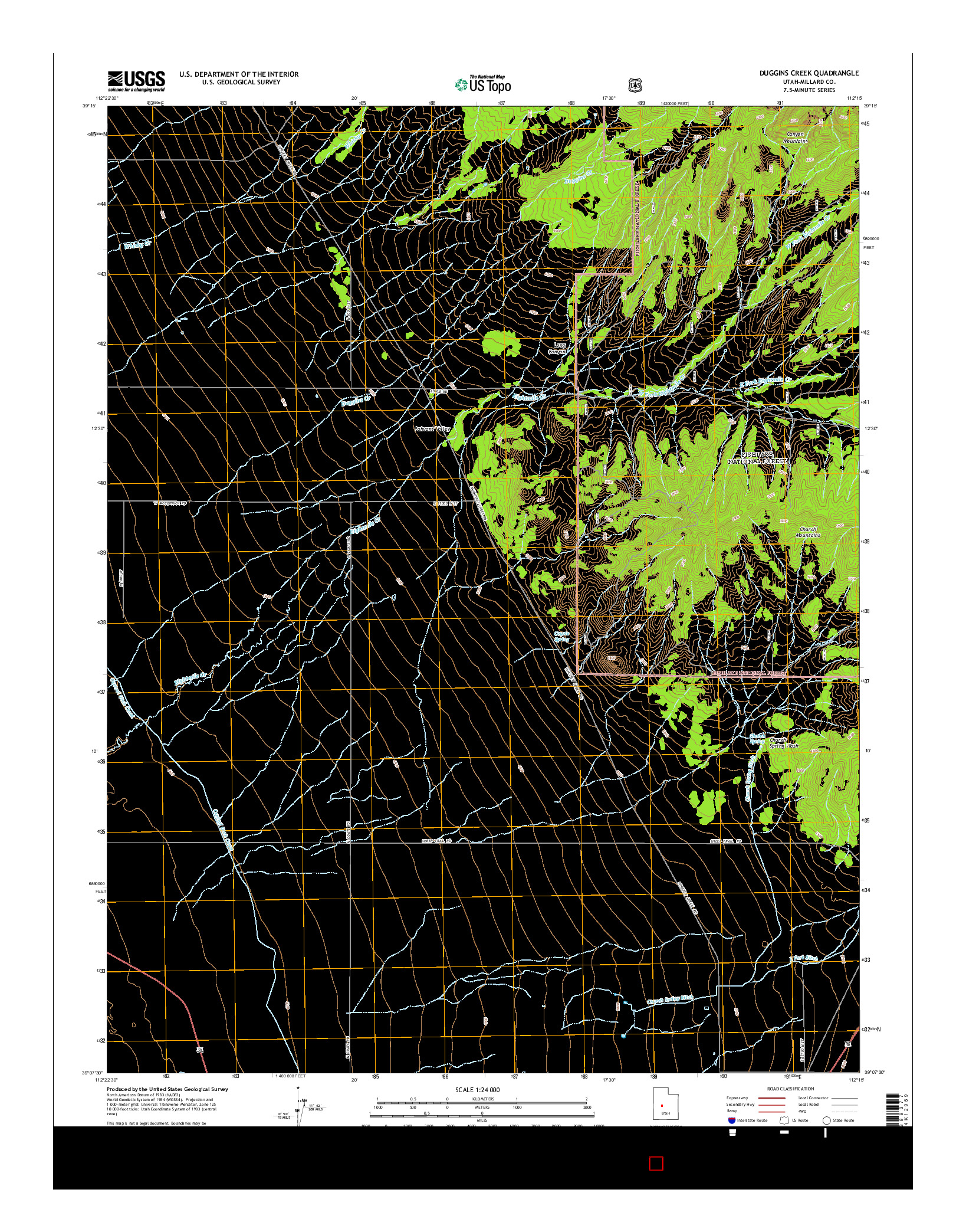 USGS US TOPO 7.5-MINUTE MAP FOR DUGGINS CREEK, UT 2014