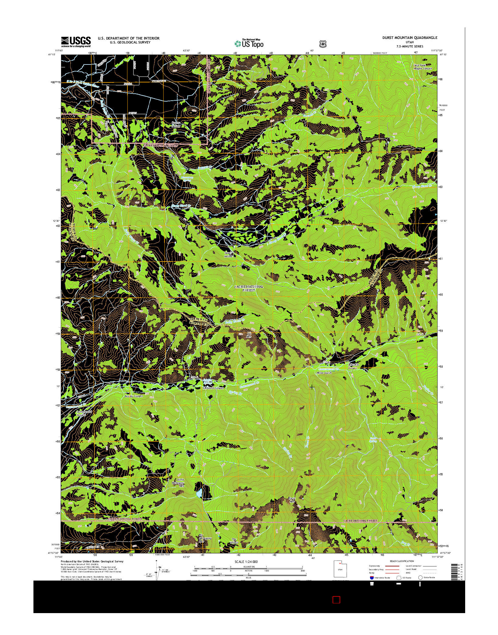 USGS US TOPO 7.5-MINUTE MAP FOR DURST MOUNTAIN, UT 2014