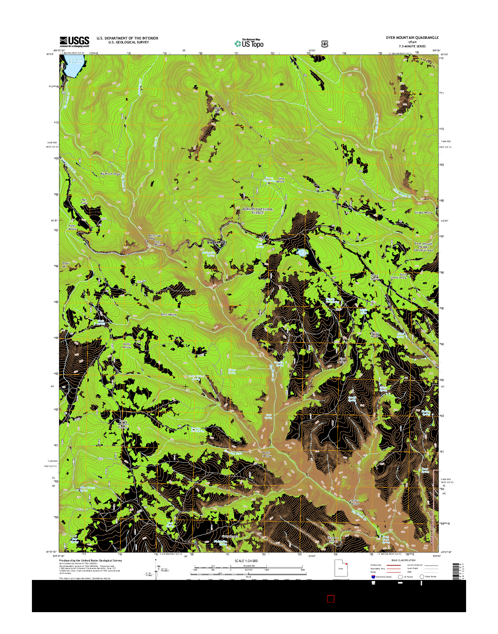 USGS US TOPO 7.5-MINUTE MAP FOR DYER MOUNTAIN, UT 2014