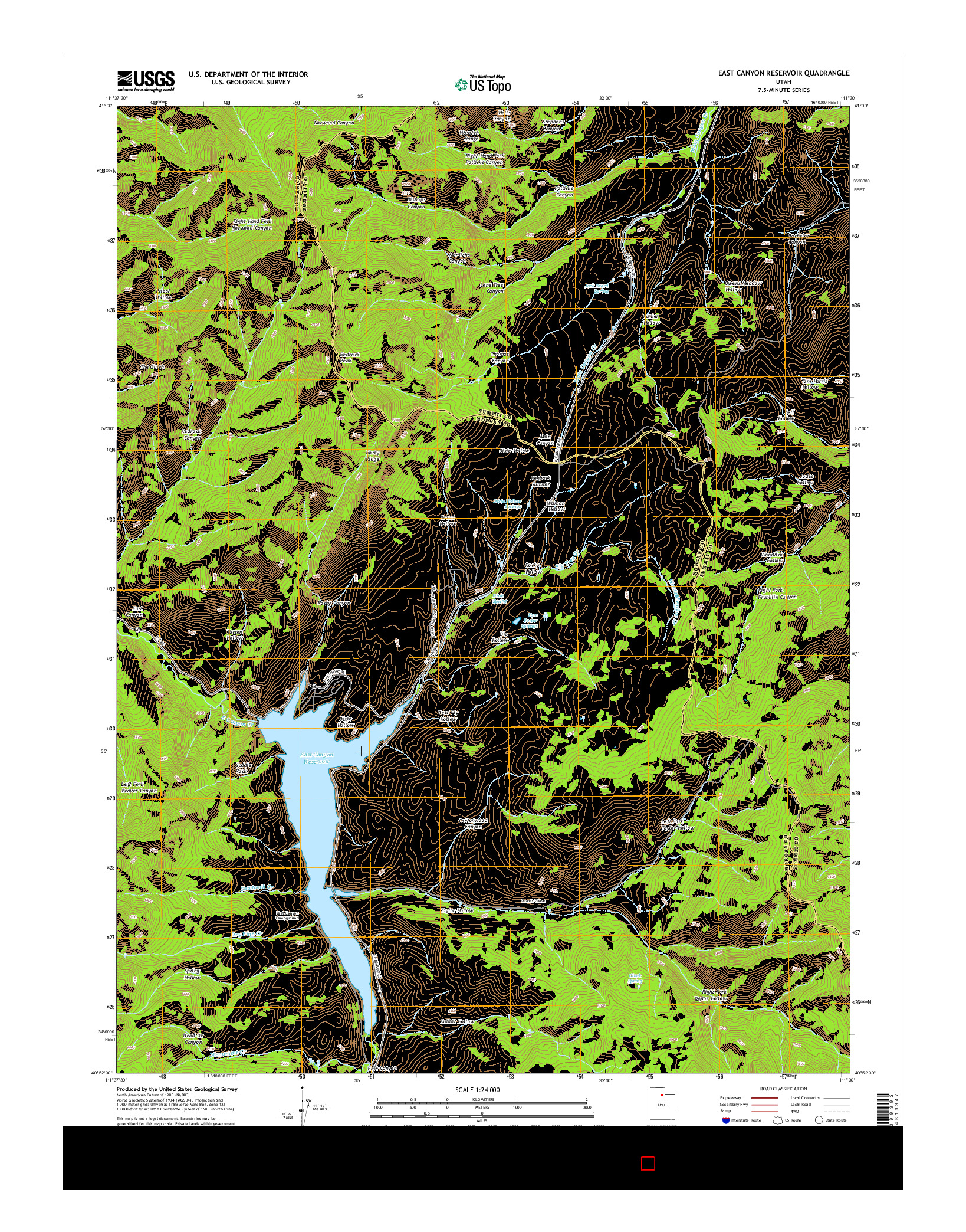 USGS US TOPO 7.5-MINUTE MAP FOR EAST CANYON RESERVOIR, UT 2014