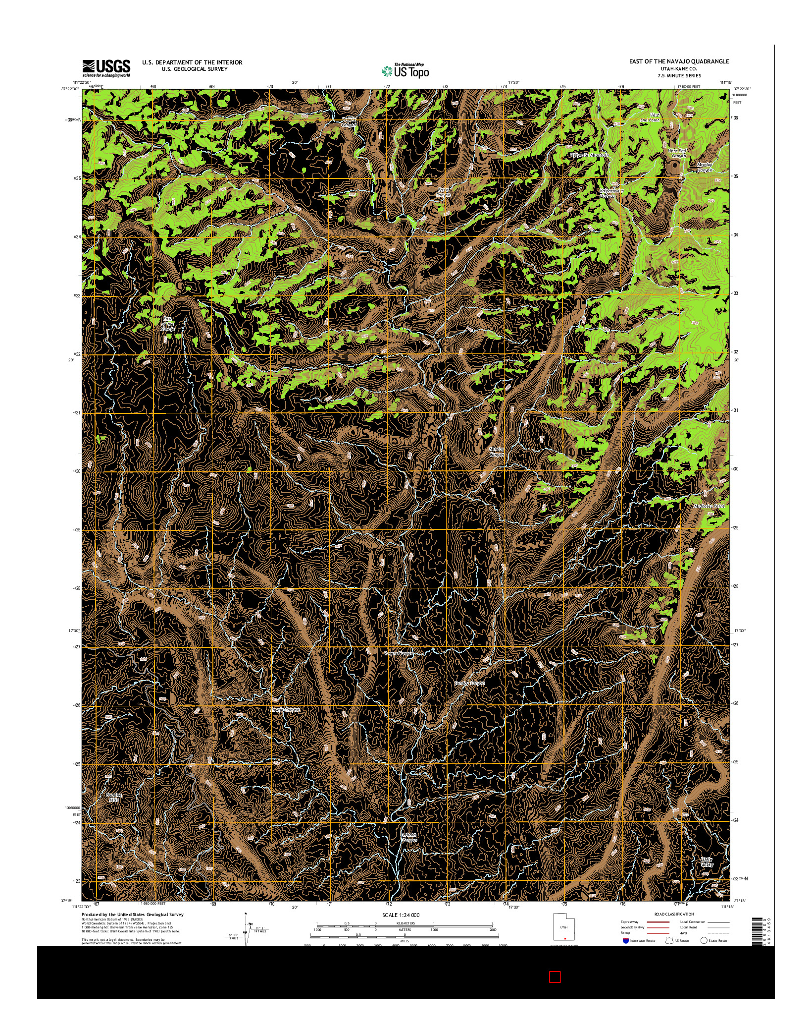 USGS US TOPO 7.5-MINUTE MAP FOR EAST OF THE NAVAJO, UT 2014