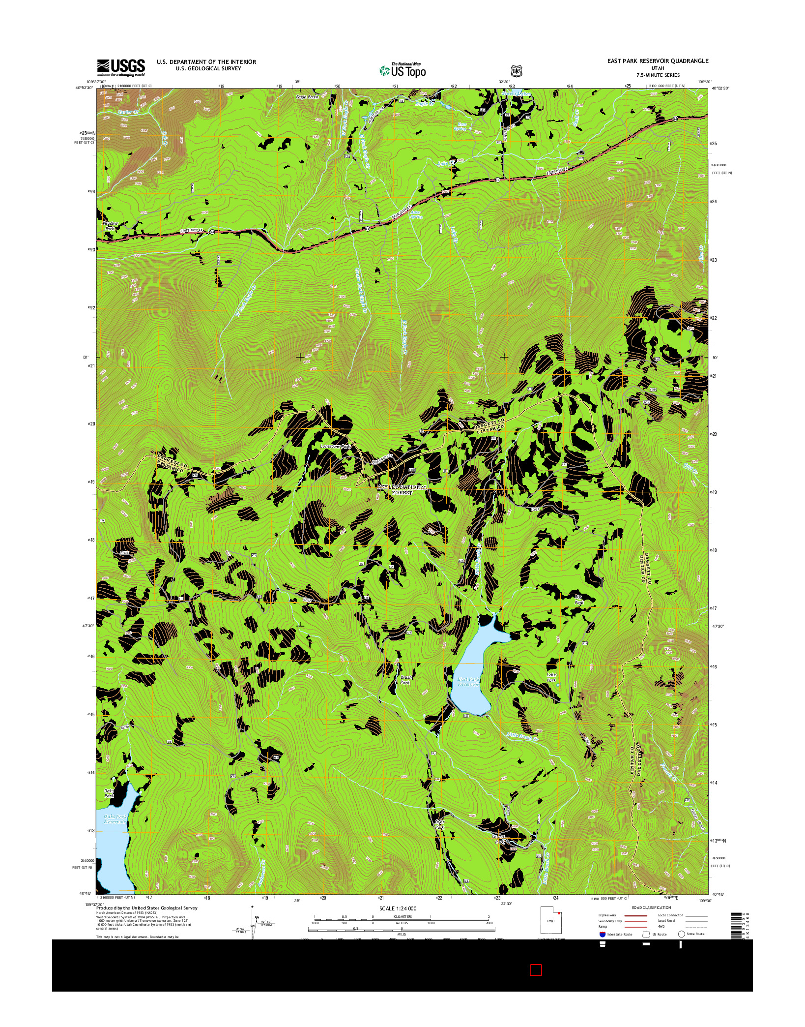 USGS US TOPO 7.5-MINUTE MAP FOR EAST PARK RESERVOIR, UT 2014