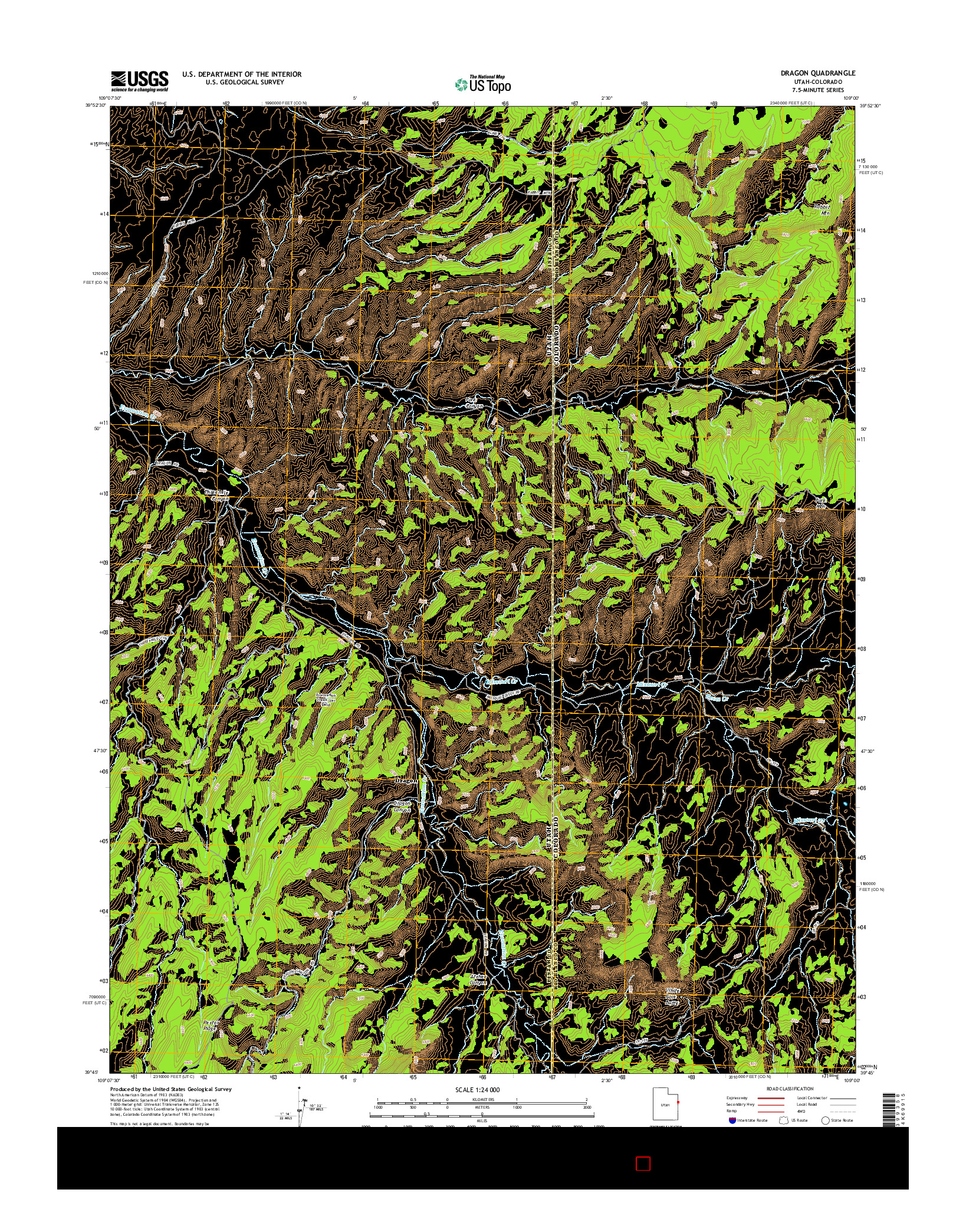 USGS US TOPO 7.5-MINUTE MAP FOR DRAGON, UT-CO 2014
