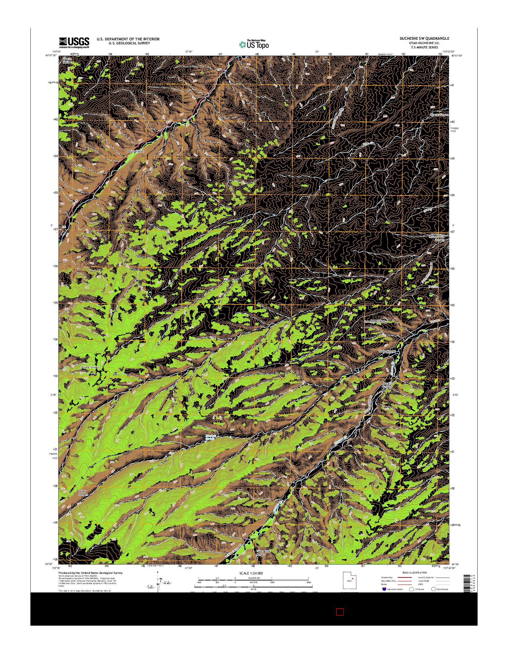 USGS US TOPO 7.5-MINUTE MAP FOR DUCHESNE SW, UT 2014