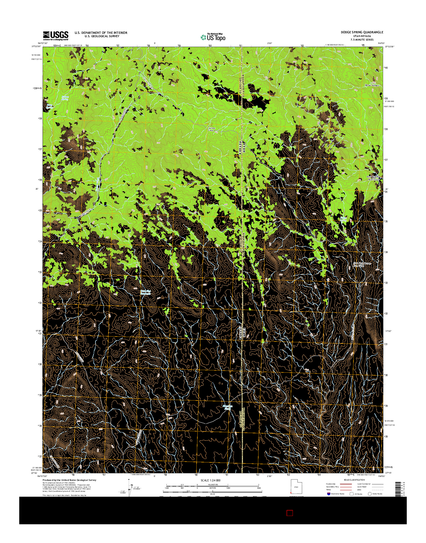 USGS US TOPO 7.5-MINUTE MAP FOR DODGE SPRING, UT-NV 2014