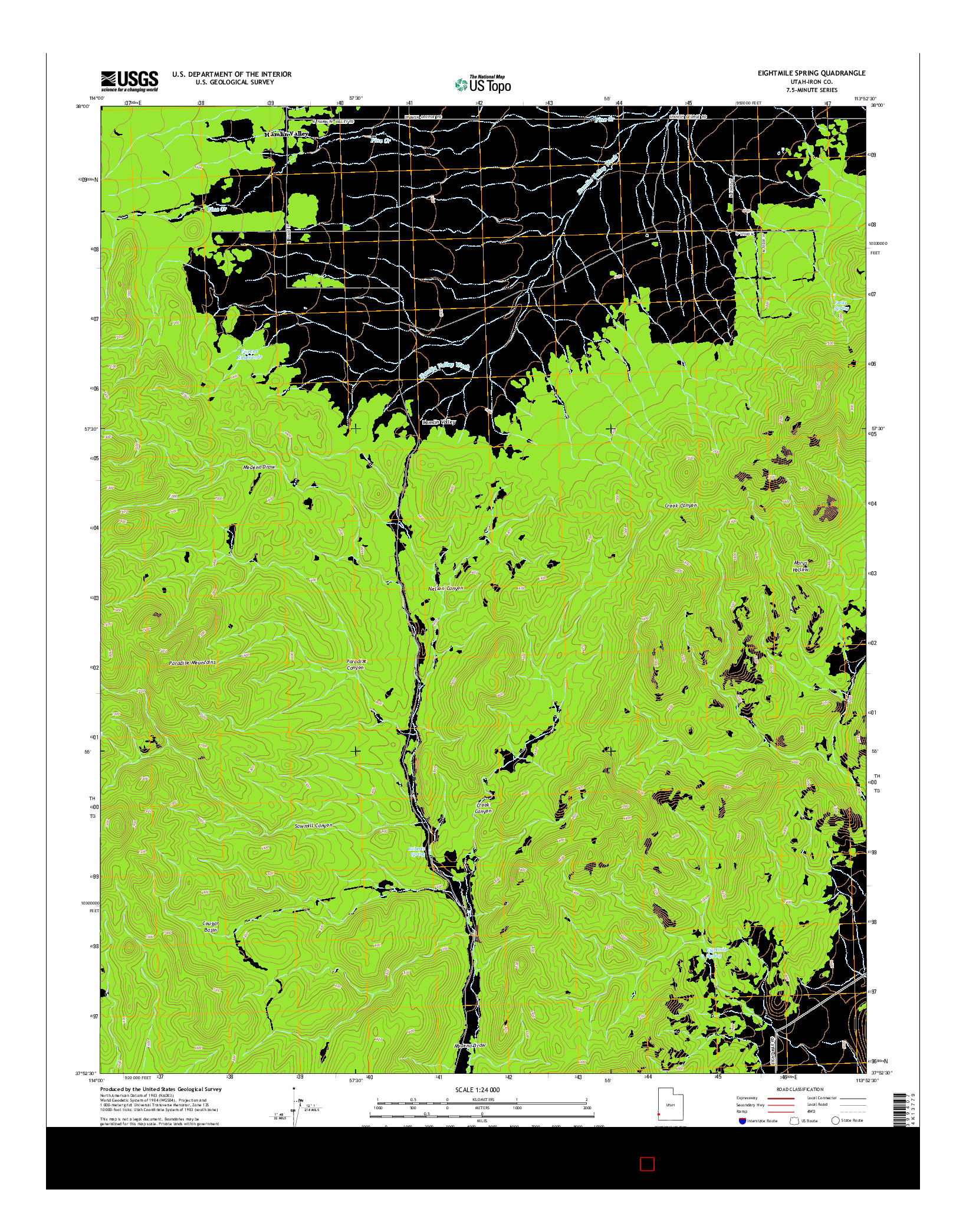 USGS US TOPO 7.5-MINUTE MAP FOR EIGHTMILE SPRING, UT 2014
