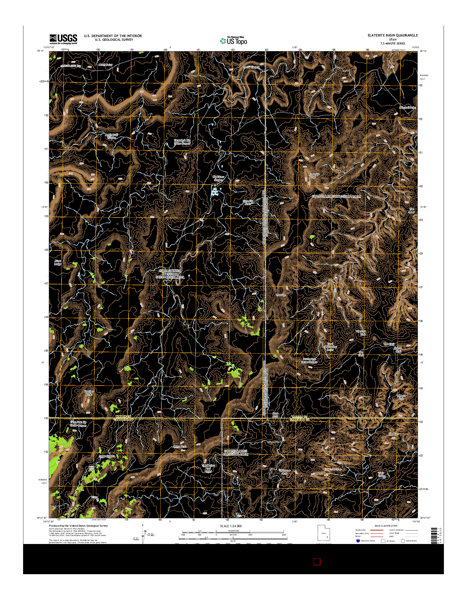 USGS US TOPO 7.5-MINUTE MAP FOR ELATERITE BASIN, UT 2014