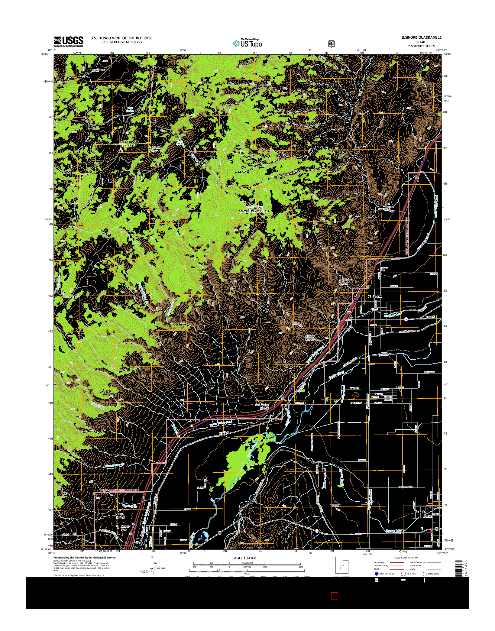 USGS US TOPO 7.5-MINUTE MAP FOR ELSINORE, UT 2014