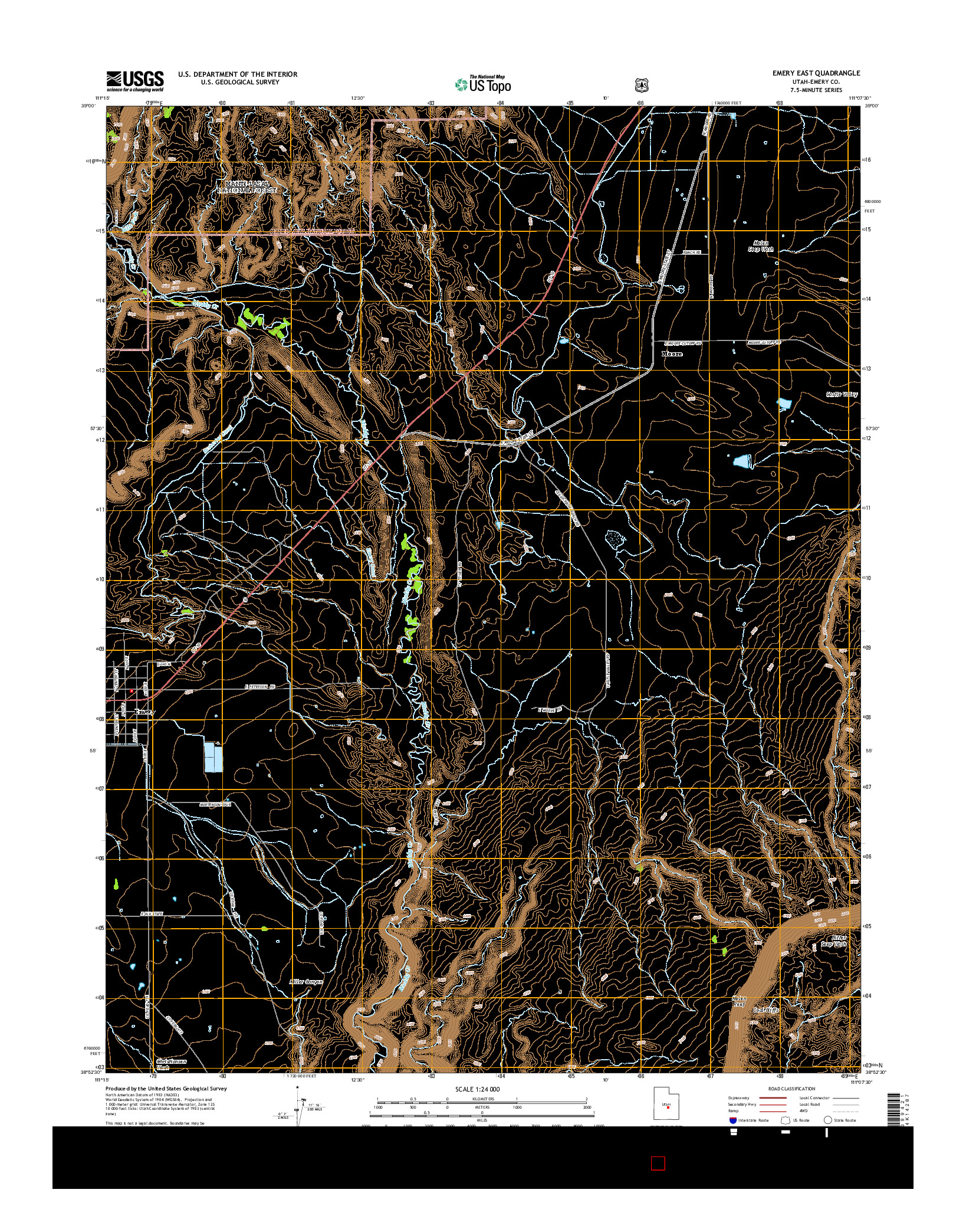 USGS US TOPO 7.5-MINUTE MAP FOR EMERY EAST, UT 2014