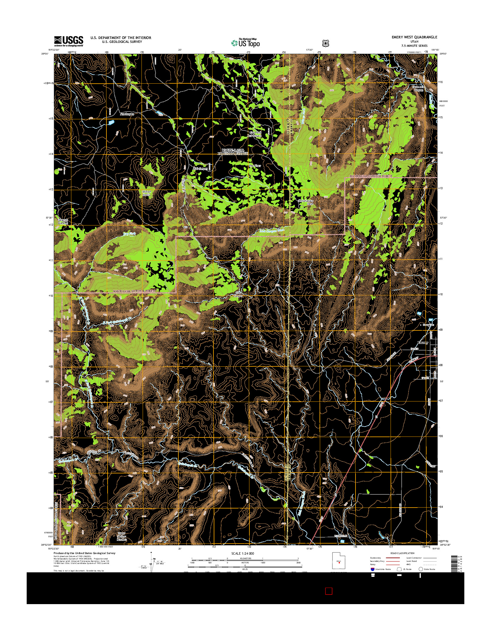 USGS US TOPO 7.5-MINUTE MAP FOR EMERY WEST, UT 2014