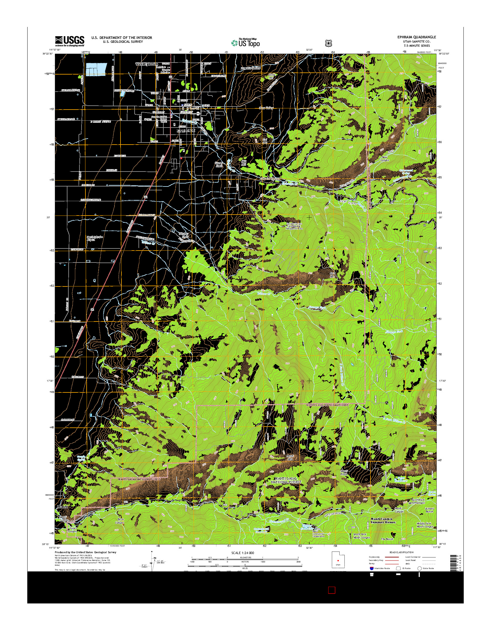 USGS US TOPO 7.5-MINUTE MAP FOR EPHRAIM, UT 2014