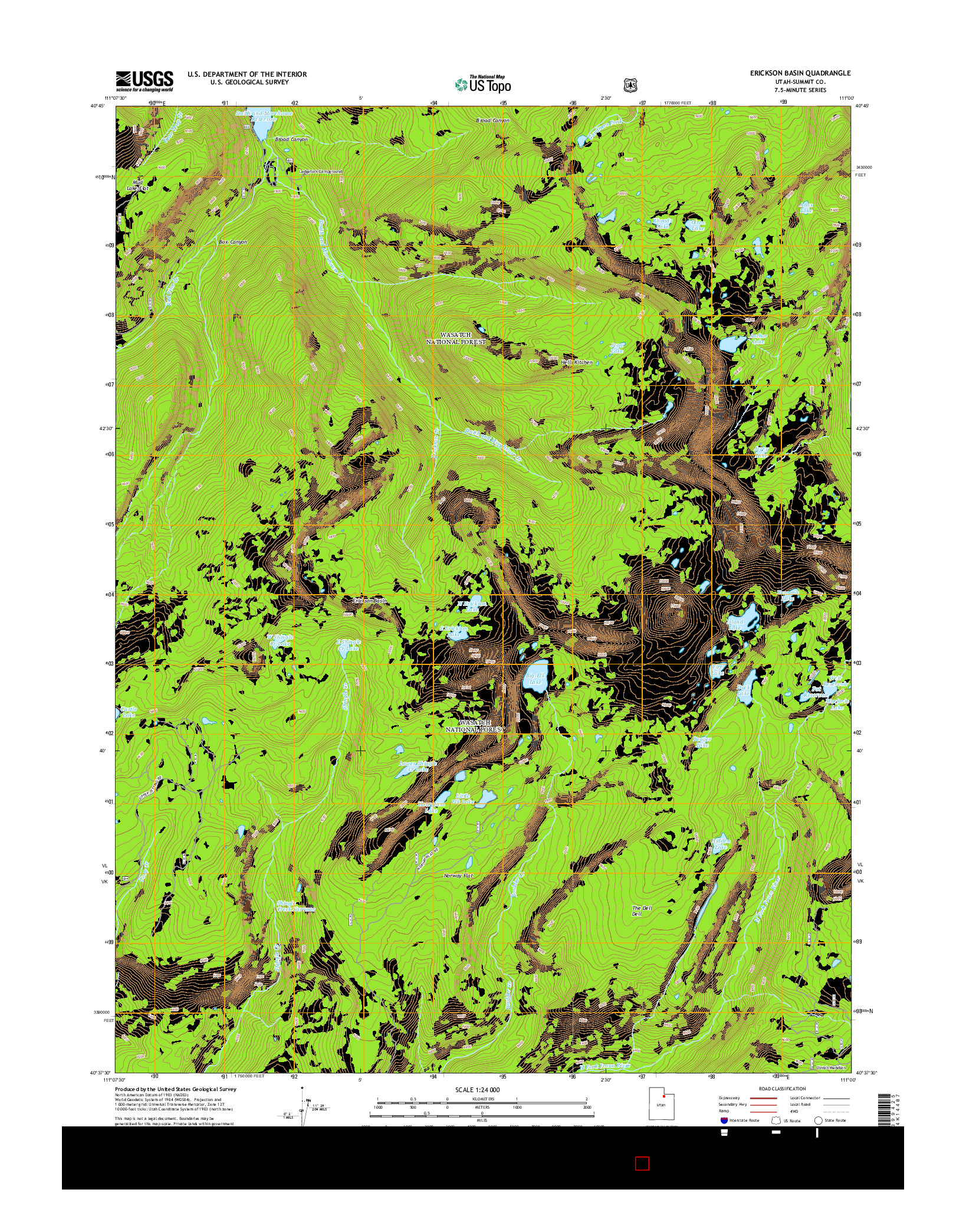 USGS US TOPO 7.5-MINUTE MAP FOR ERICKSON BASIN, UT 2014