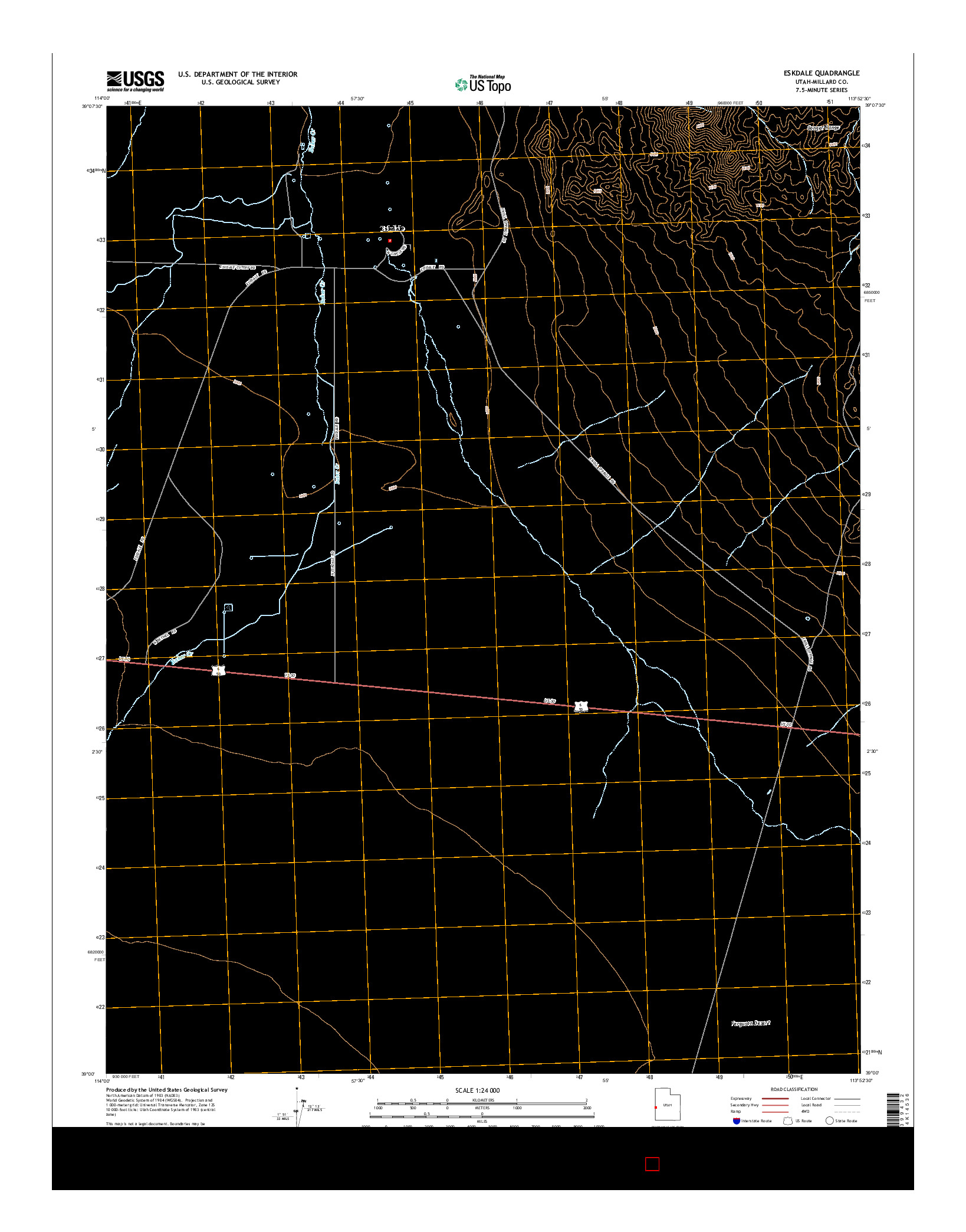 USGS US TOPO 7.5-MINUTE MAP FOR ESKDALE, UT 2014