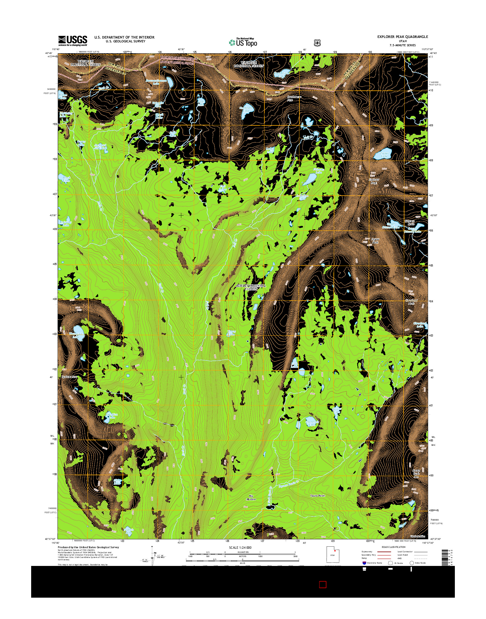 USGS US TOPO 7.5-MINUTE MAP FOR EXPLORER PEAK, UT 2014