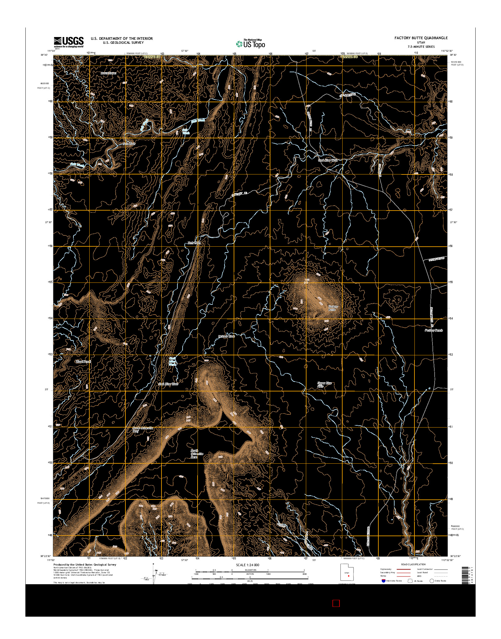 USGS US TOPO 7.5-MINUTE MAP FOR FACTORY BUTTE, UT 2014