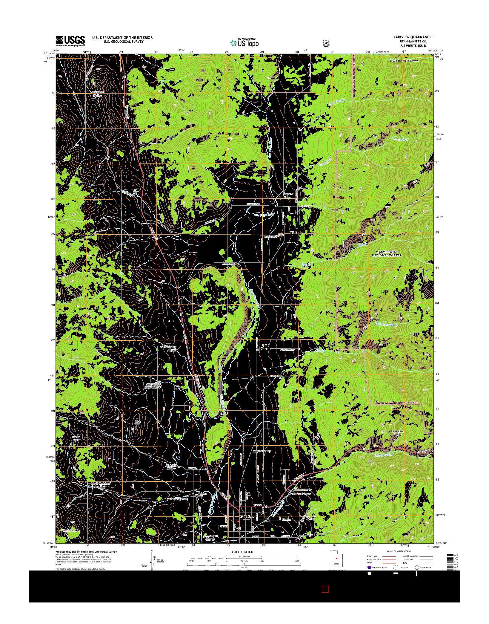 USGS US TOPO 7.5-MINUTE MAP FOR FAIRVIEW, UT 2014