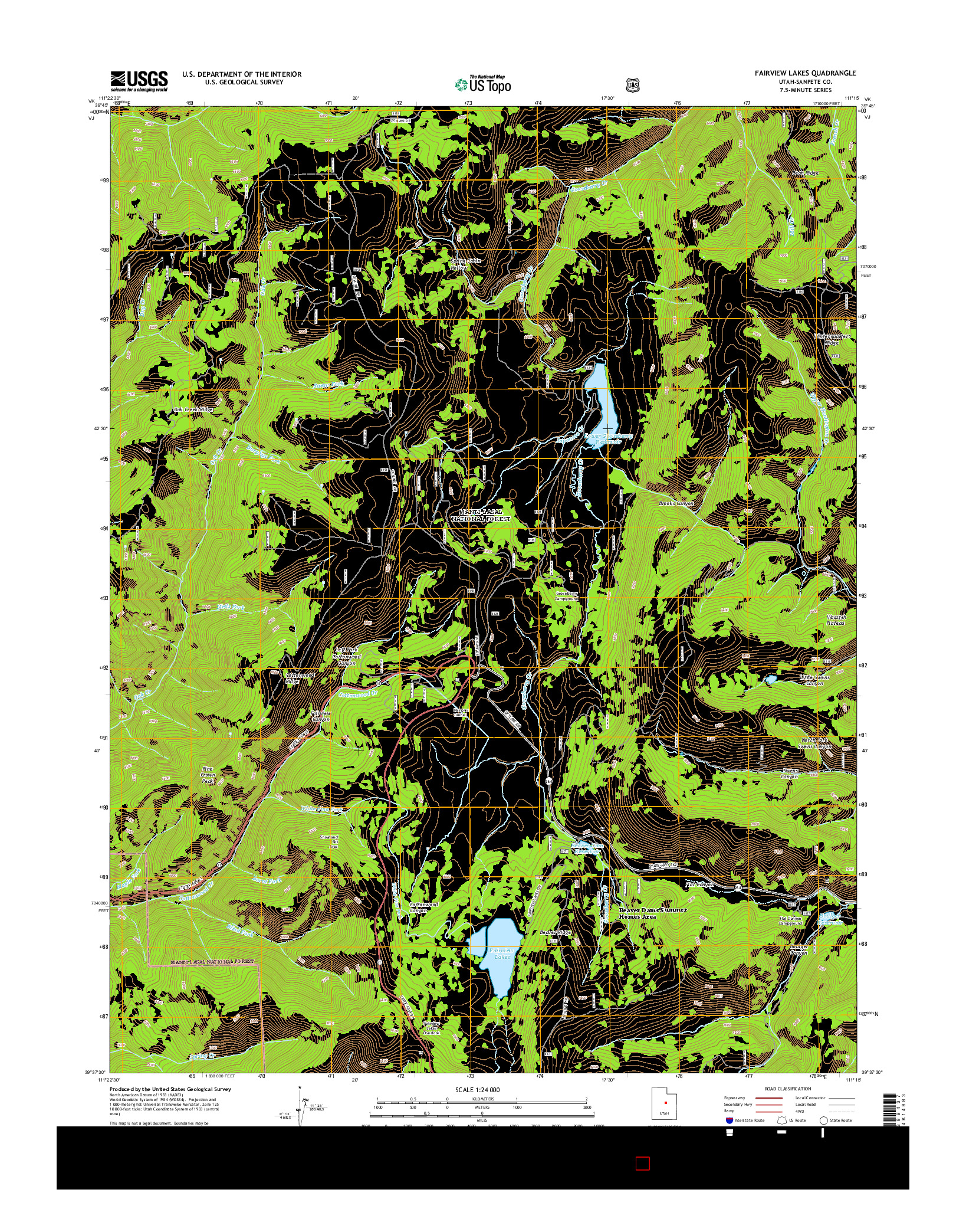 USGS US TOPO 7.5-MINUTE MAP FOR FAIRVIEW LAKES, UT 2014