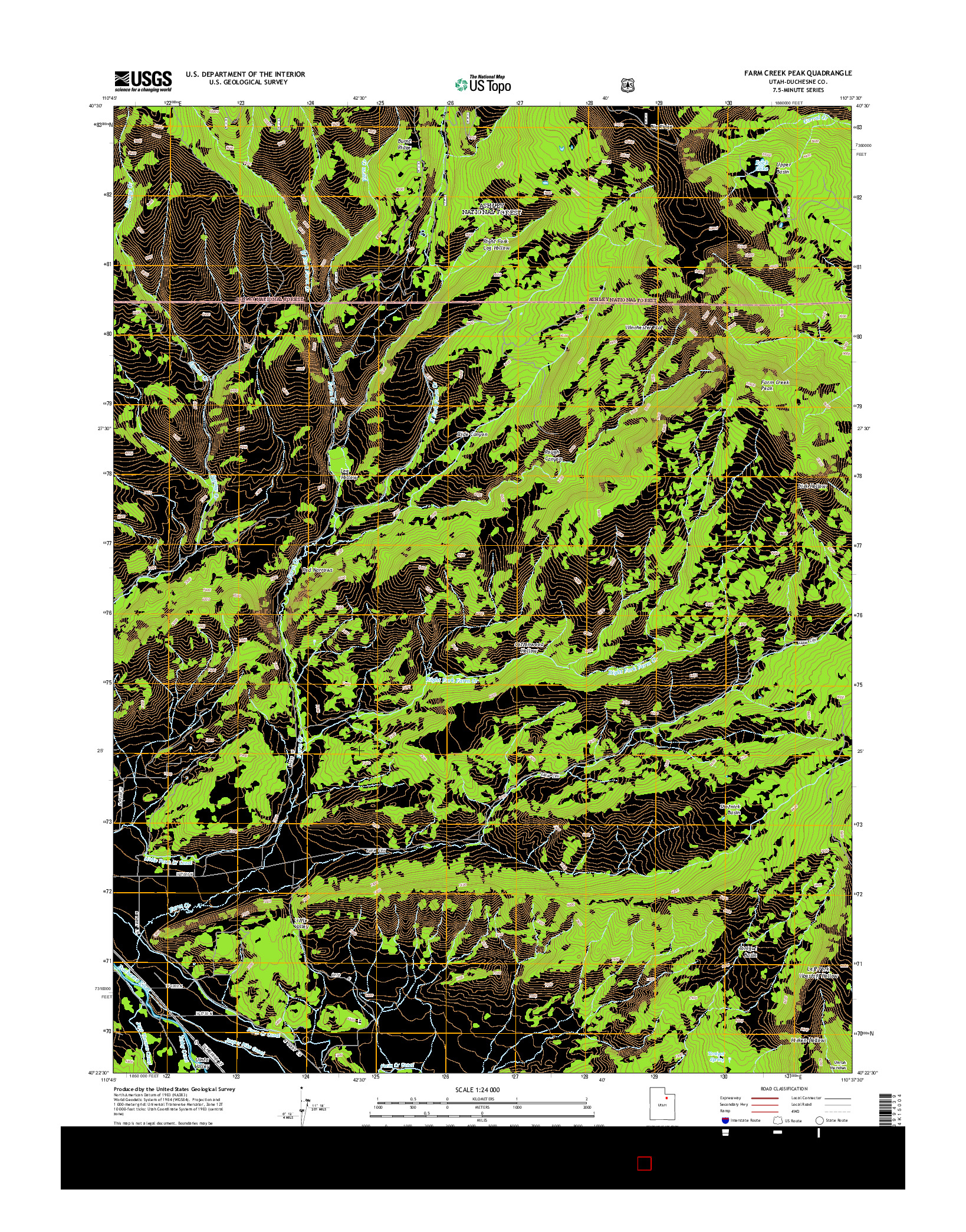 USGS US TOPO 7.5-MINUTE MAP FOR FARM CREEK PEAK, UT 2014