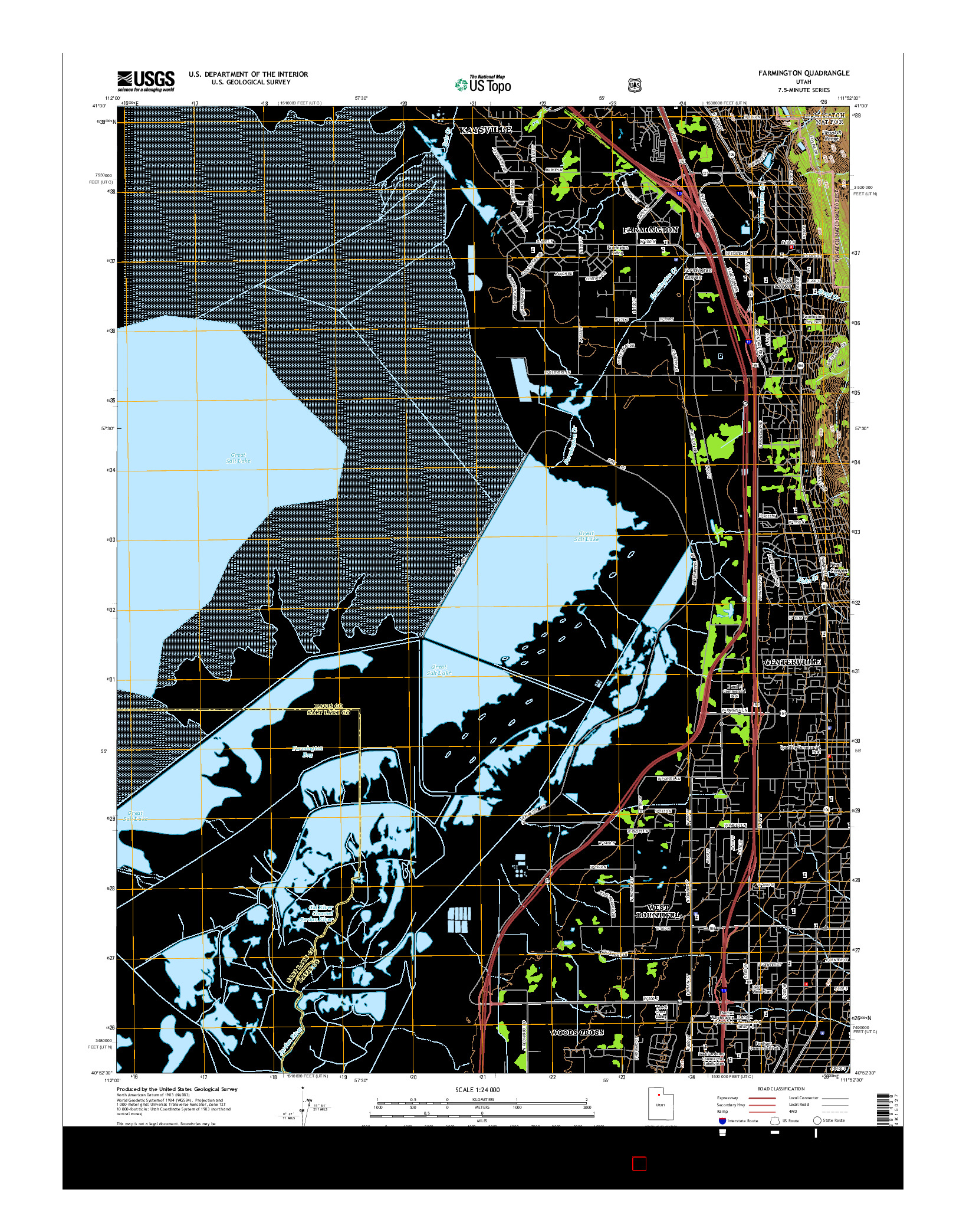 USGS US TOPO 7.5-MINUTE MAP FOR FARMINGTON, UT 2014