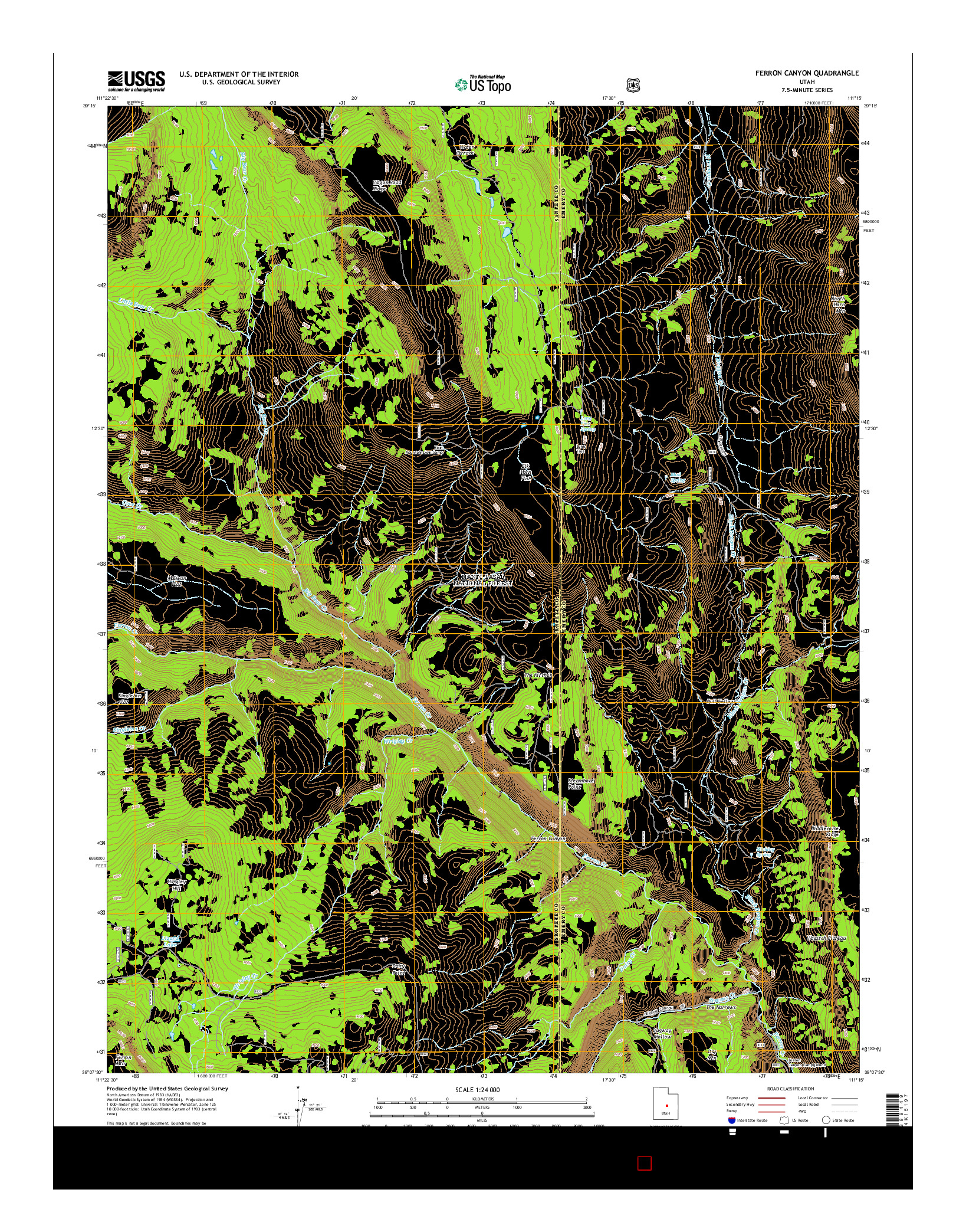 USGS US TOPO 7.5-MINUTE MAP FOR FERRON CANYON, UT 2014