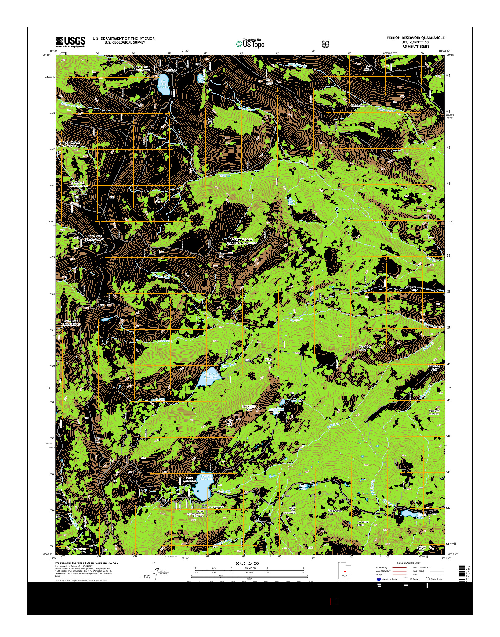 USGS US TOPO 7.5-MINUTE MAP FOR FERRON RESERVOIR, UT 2014