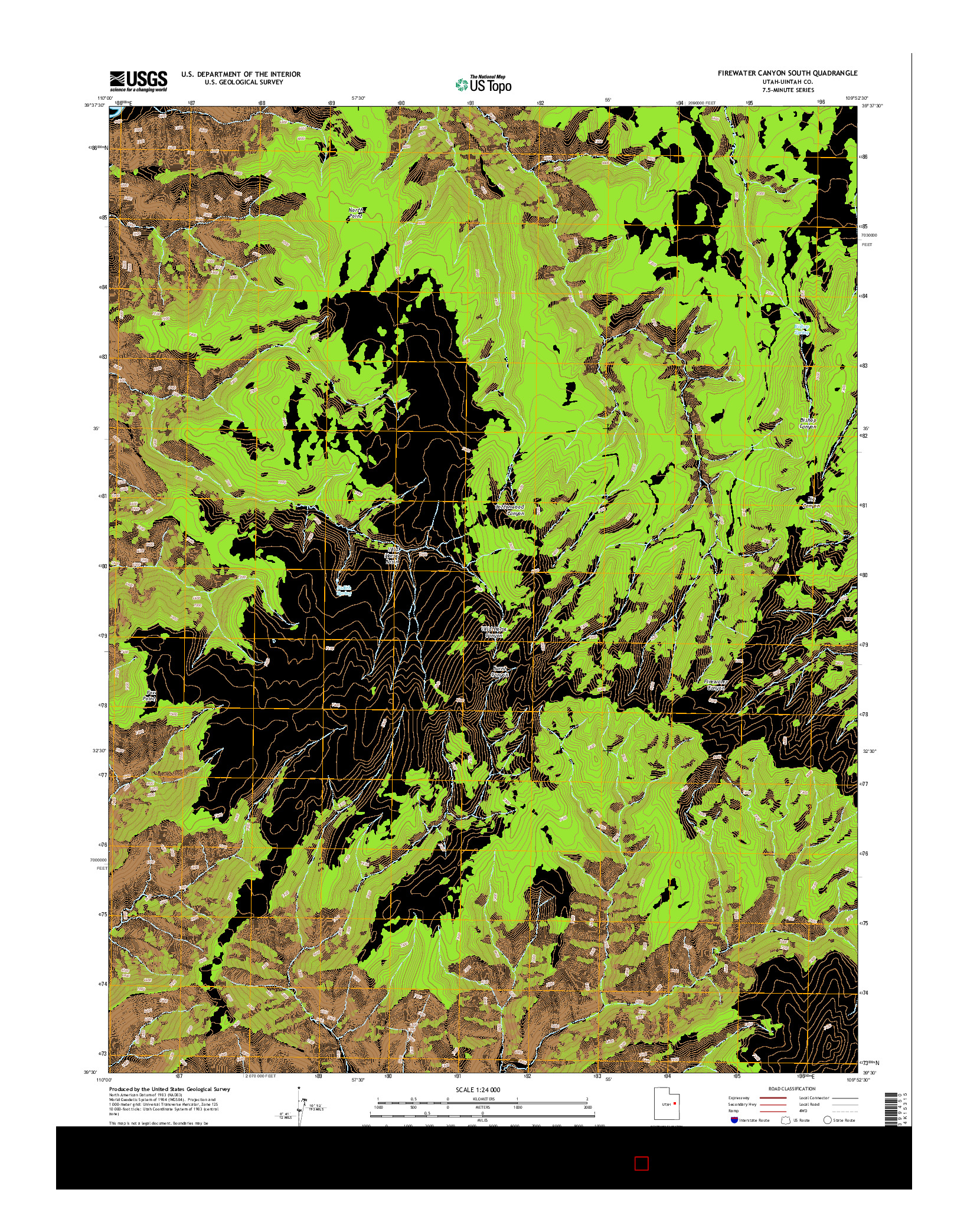 USGS US TOPO 7.5-MINUTE MAP FOR FIREWATER CANYON SOUTH, UT 2014