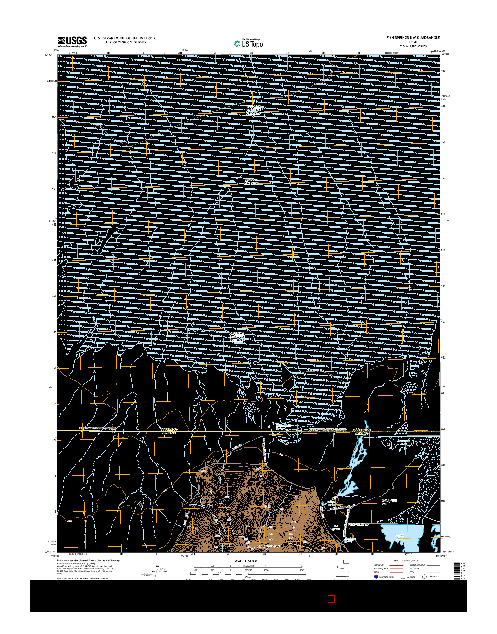 USGS US TOPO 7.5-MINUTE MAP FOR FISH SPRINGS NW, UT 2014