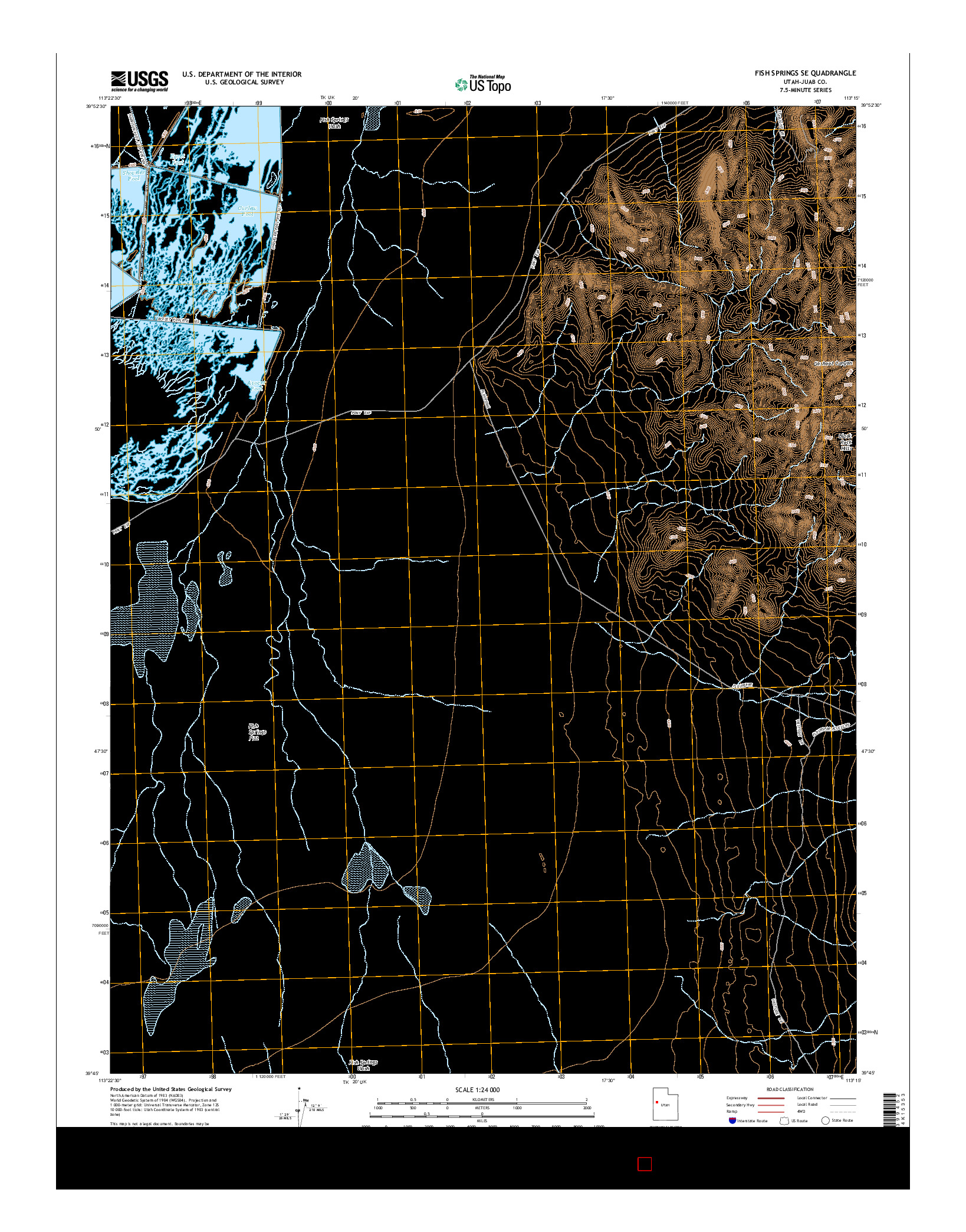 USGS US TOPO 7.5-MINUTE MAP FOR FISH SPRINGS SE, UT 2014