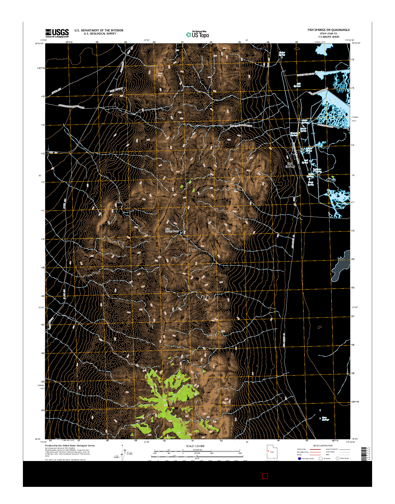 USGS US TOPO 7.5-MINUTE MAP FOR FISH SPRINGS SW, UT 2014