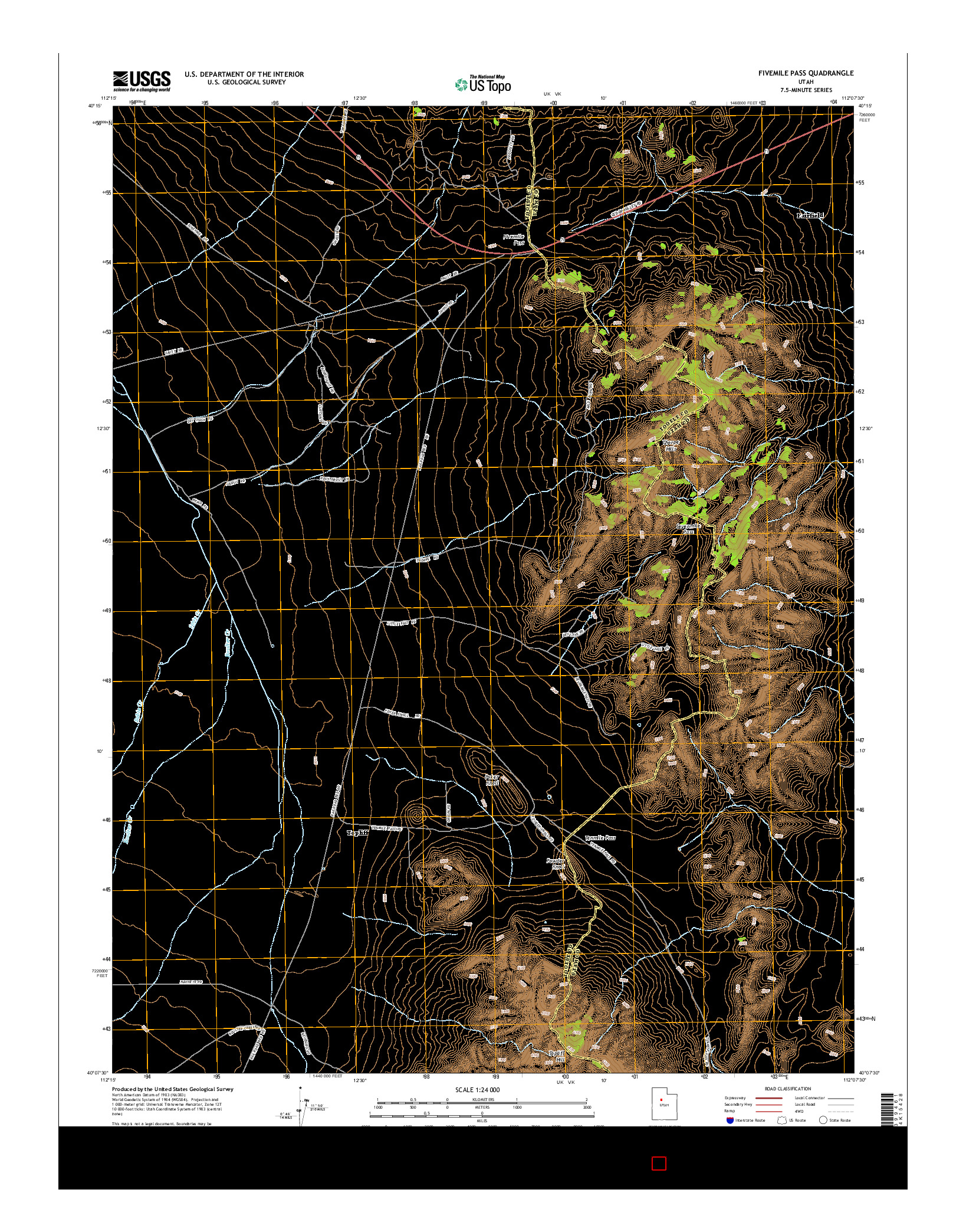 USGS US TOPO 7.5-MINUTE MAP FOR FIVEMILE PASS, UT 2014