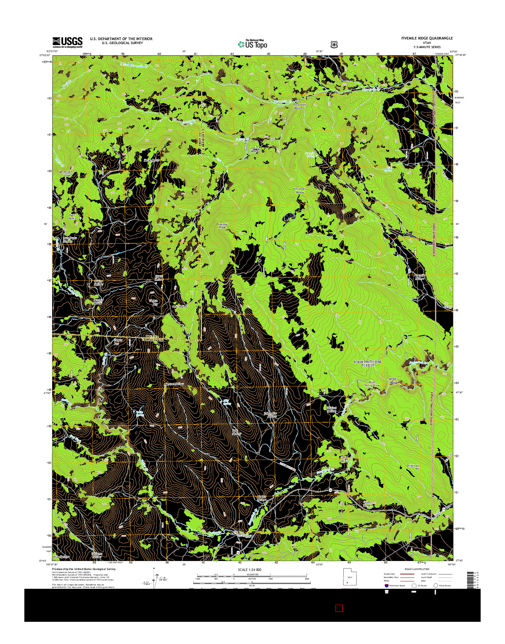 USGS US TOPO 7.5-MINUTE MAP FOR FIVEMILE RIDGE, UT 2014